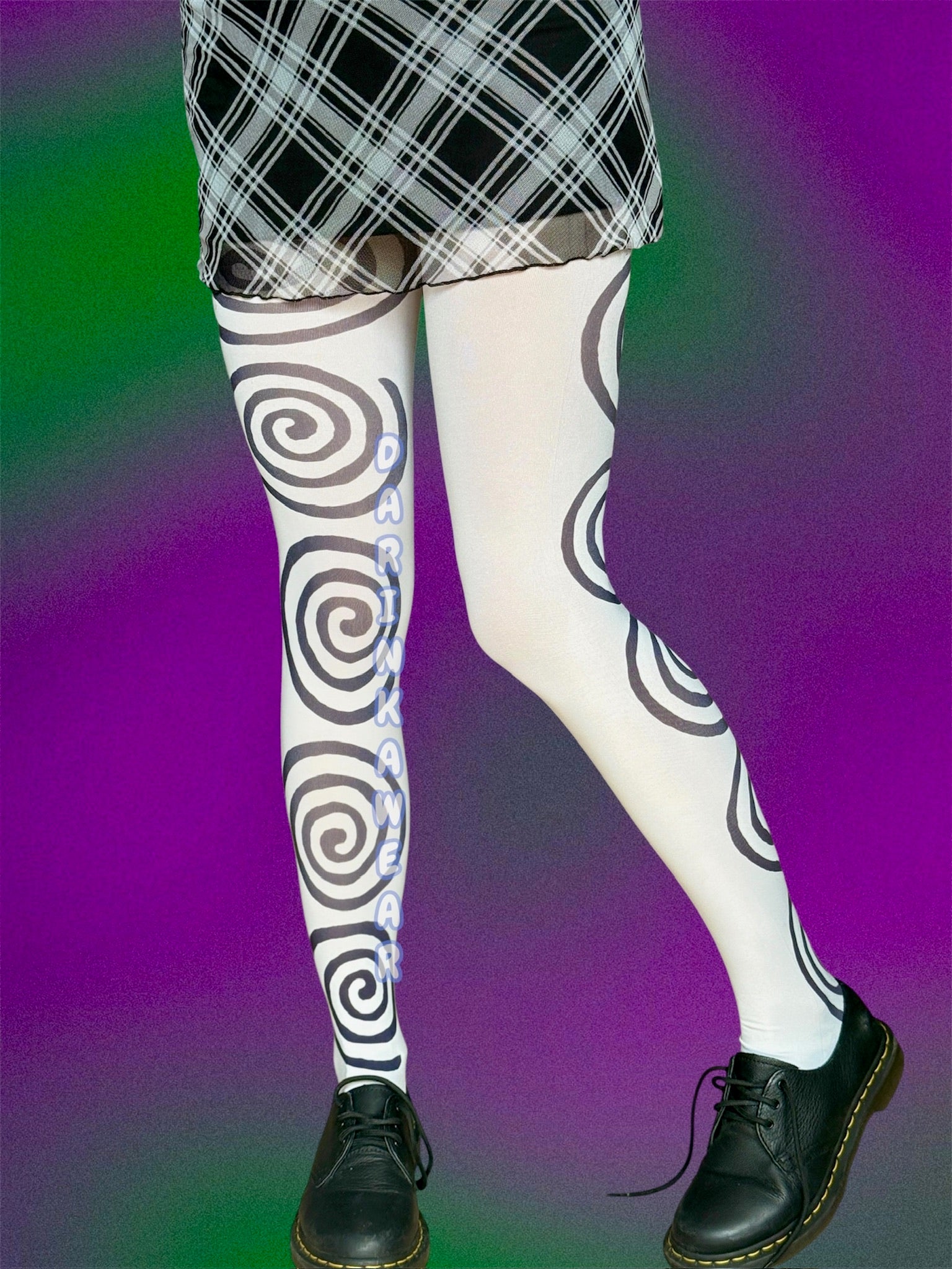 Spiral Print Tights Y2K Aesthetic, Optical Illusion Stockings, Swirl Pattern Pantyhos
