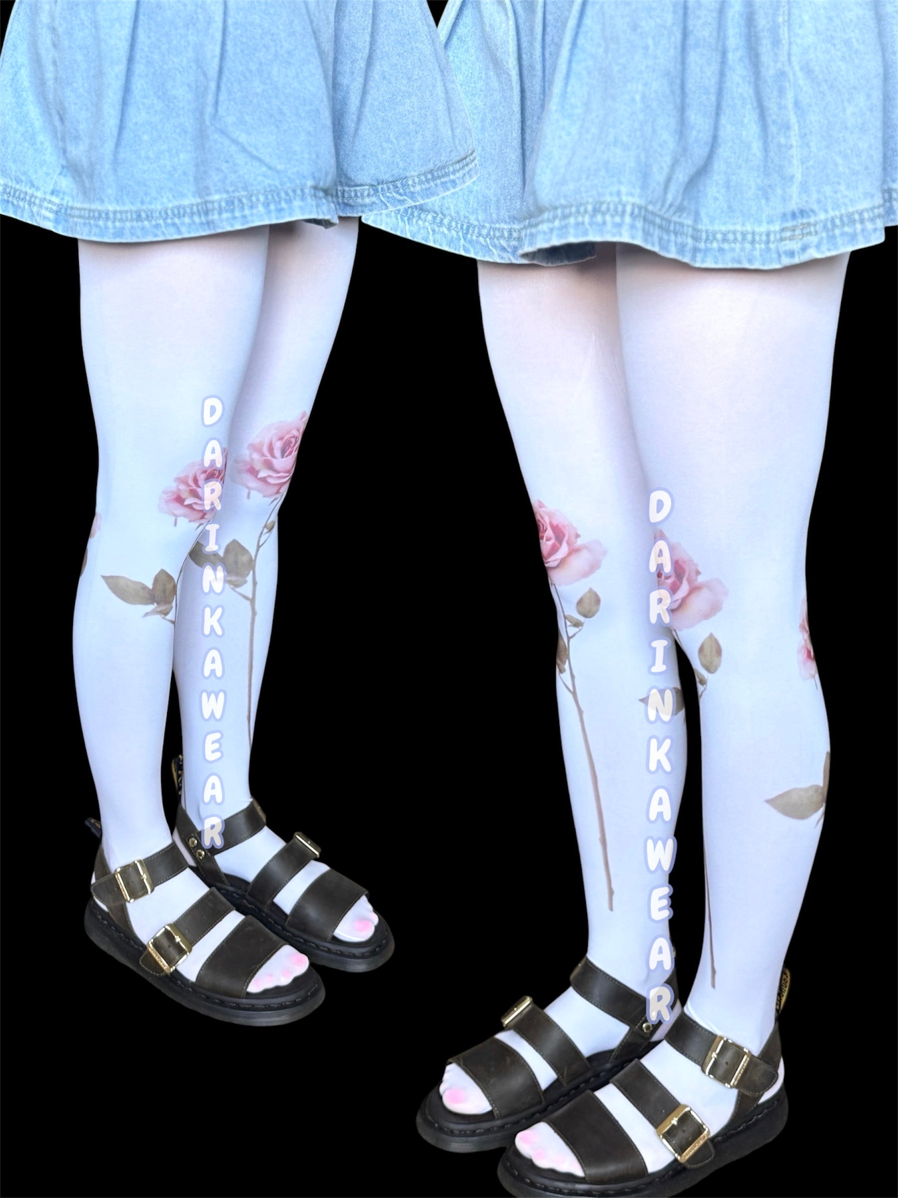 Pink Rose Tights, Coquette Floral Pantyhose, Romantic Rose Tights