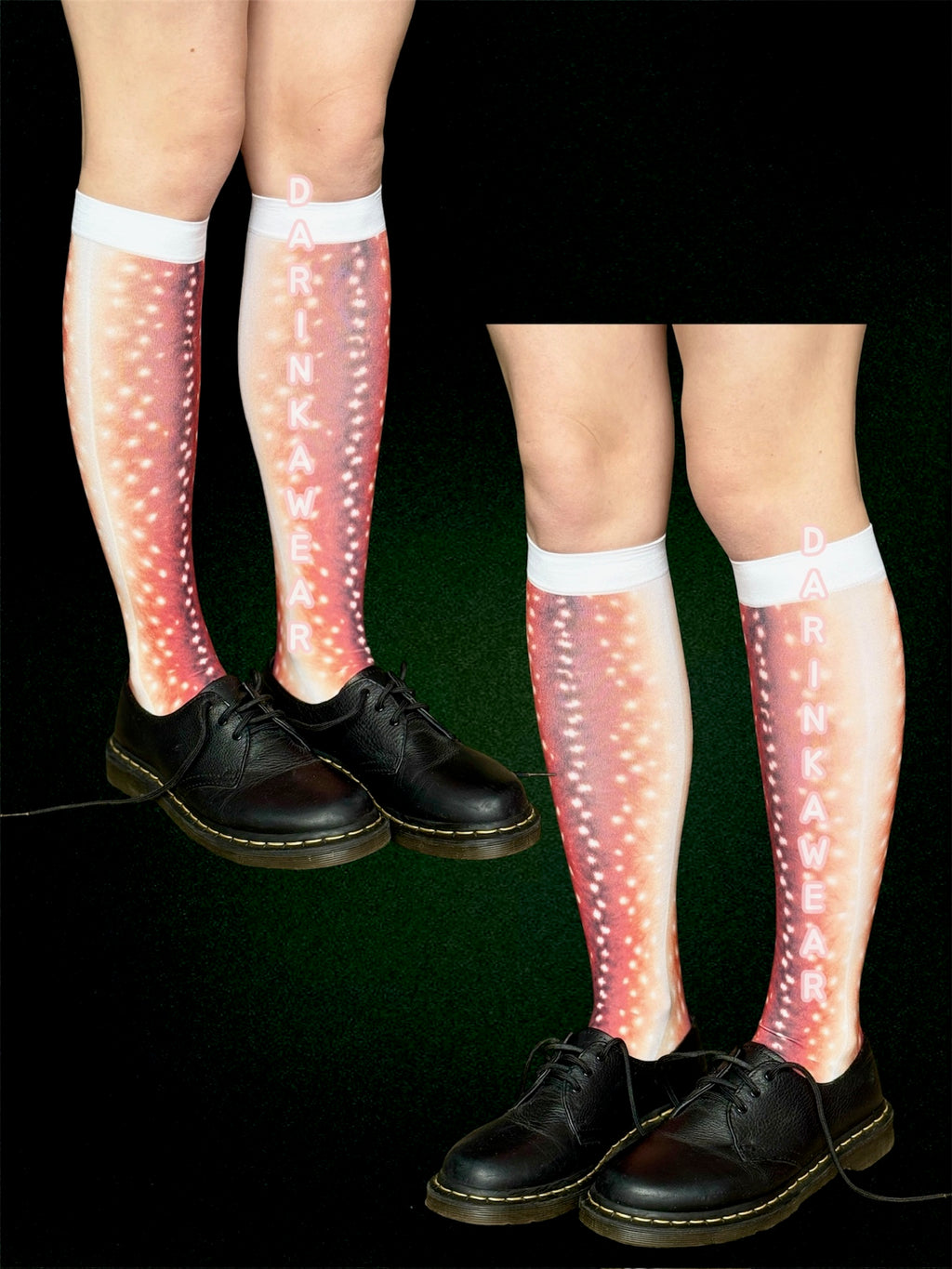 Deer Print Knee High Socks, Sheer 40 Den Tights Socks, Fawn Skin Pattern Socks, Y2K Aesthetic Hosiery