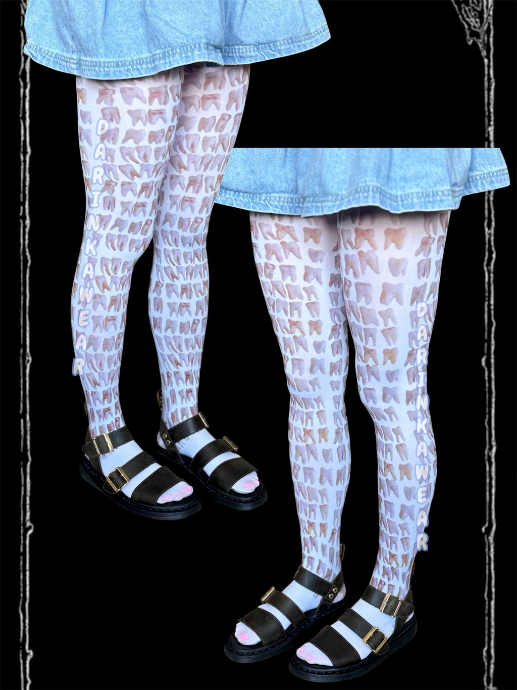 Tooth Fairy Tights, Teeth Print Pantyhose, Dental Student Gift, Dentist Gift, Weirdcore Tights