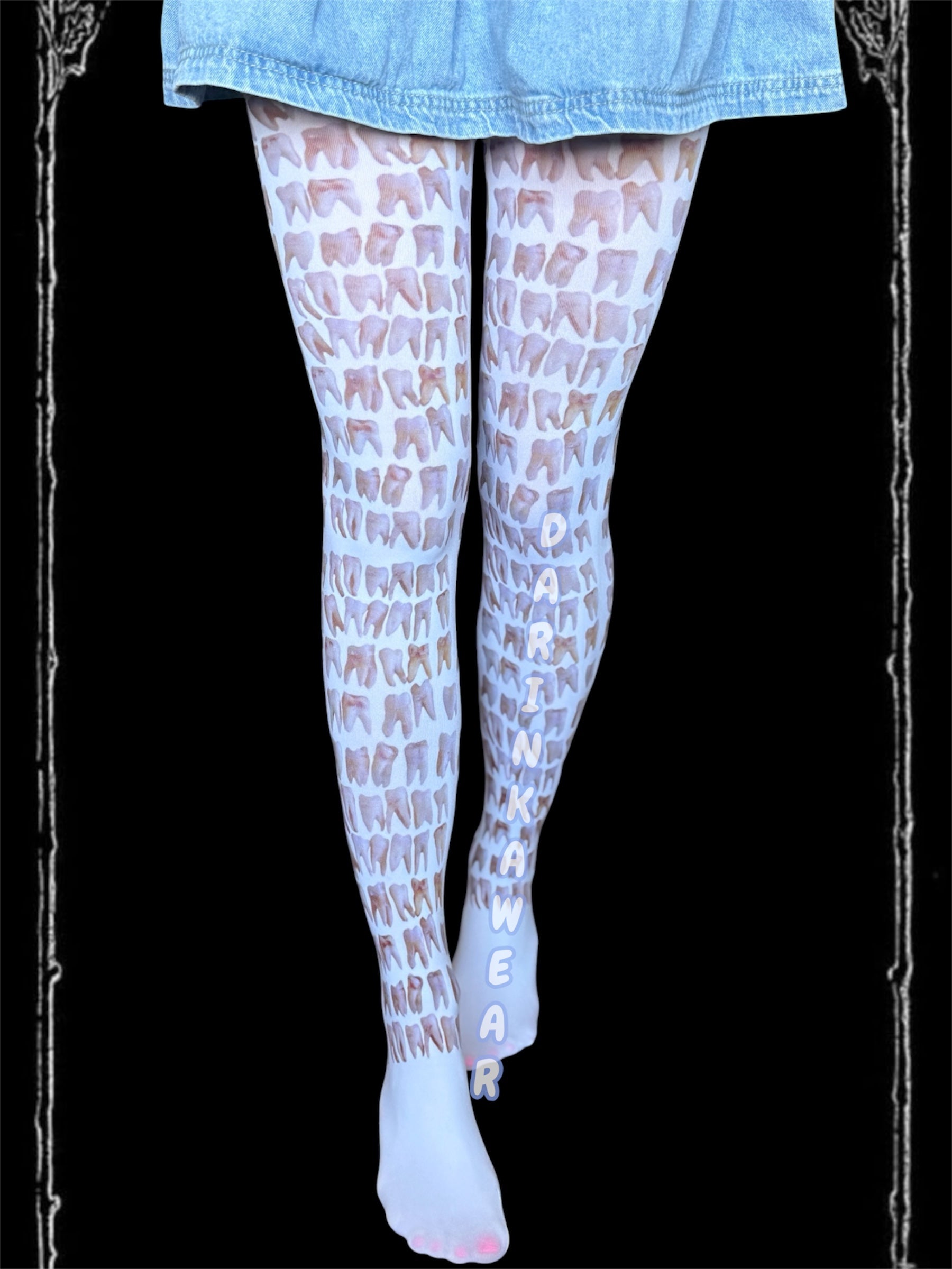 Tooth Fairy Tights, Teeth Print Pantyhose, Dental Student Gift, Dentist Gift, Weirdcore Tights