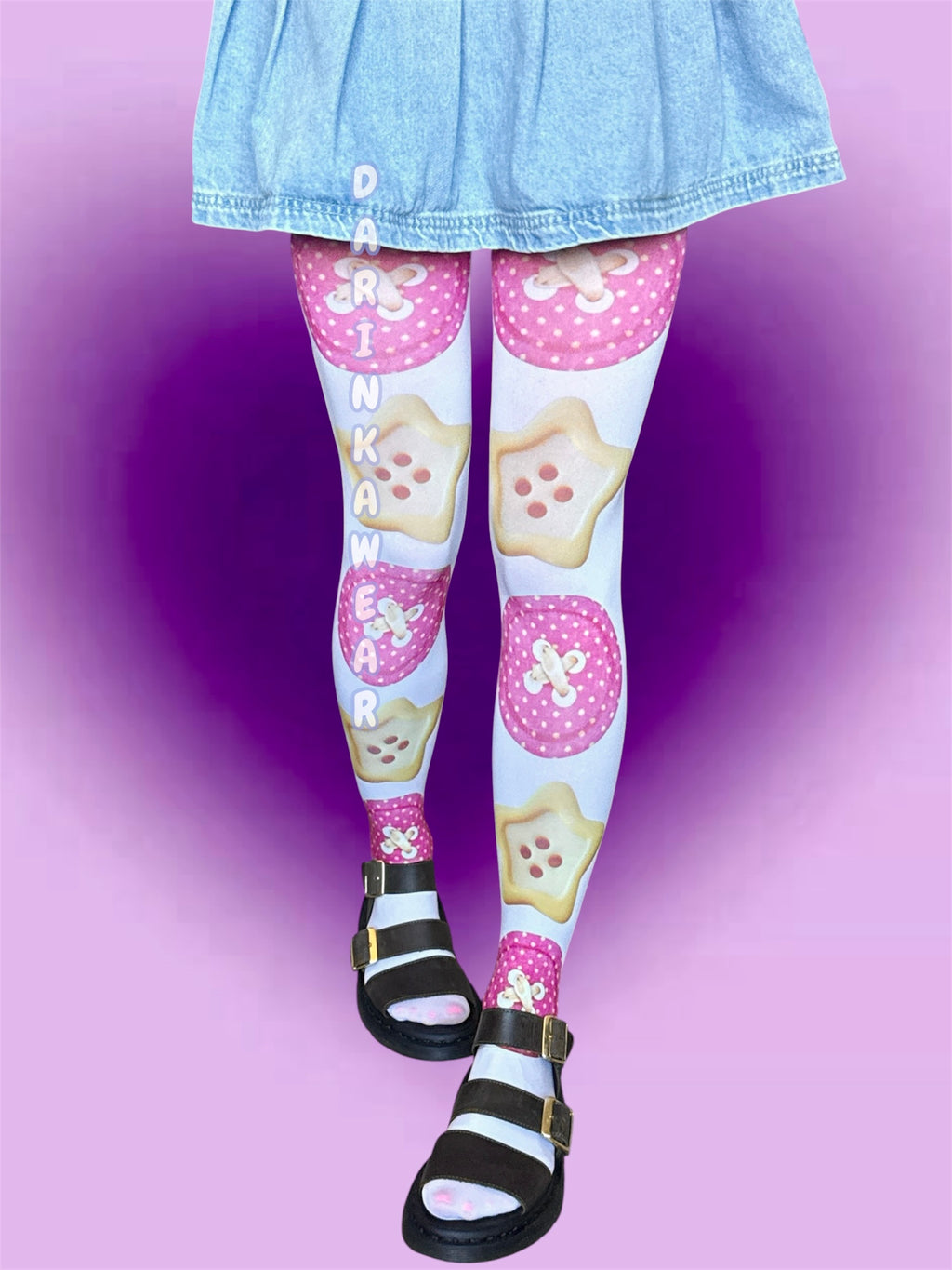 Button Tights, Kawaii Coquette Tights, Pink Button Pantyhose, Cute Aesthetic Tights
