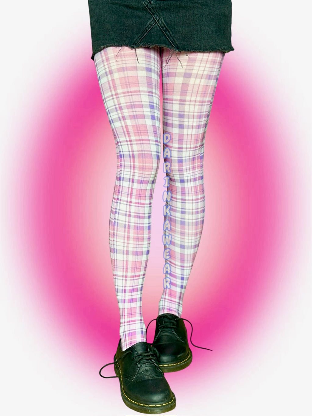 Pink Plaid Tights, Coquette Aesthetic Pantyhose