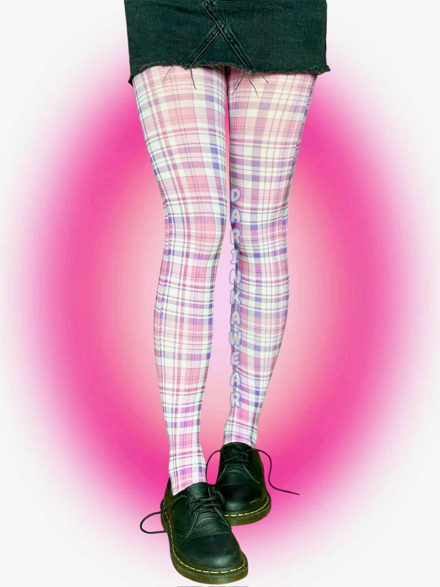 Pink Plaid Tights, Coquette Aesthetic Pantyhose