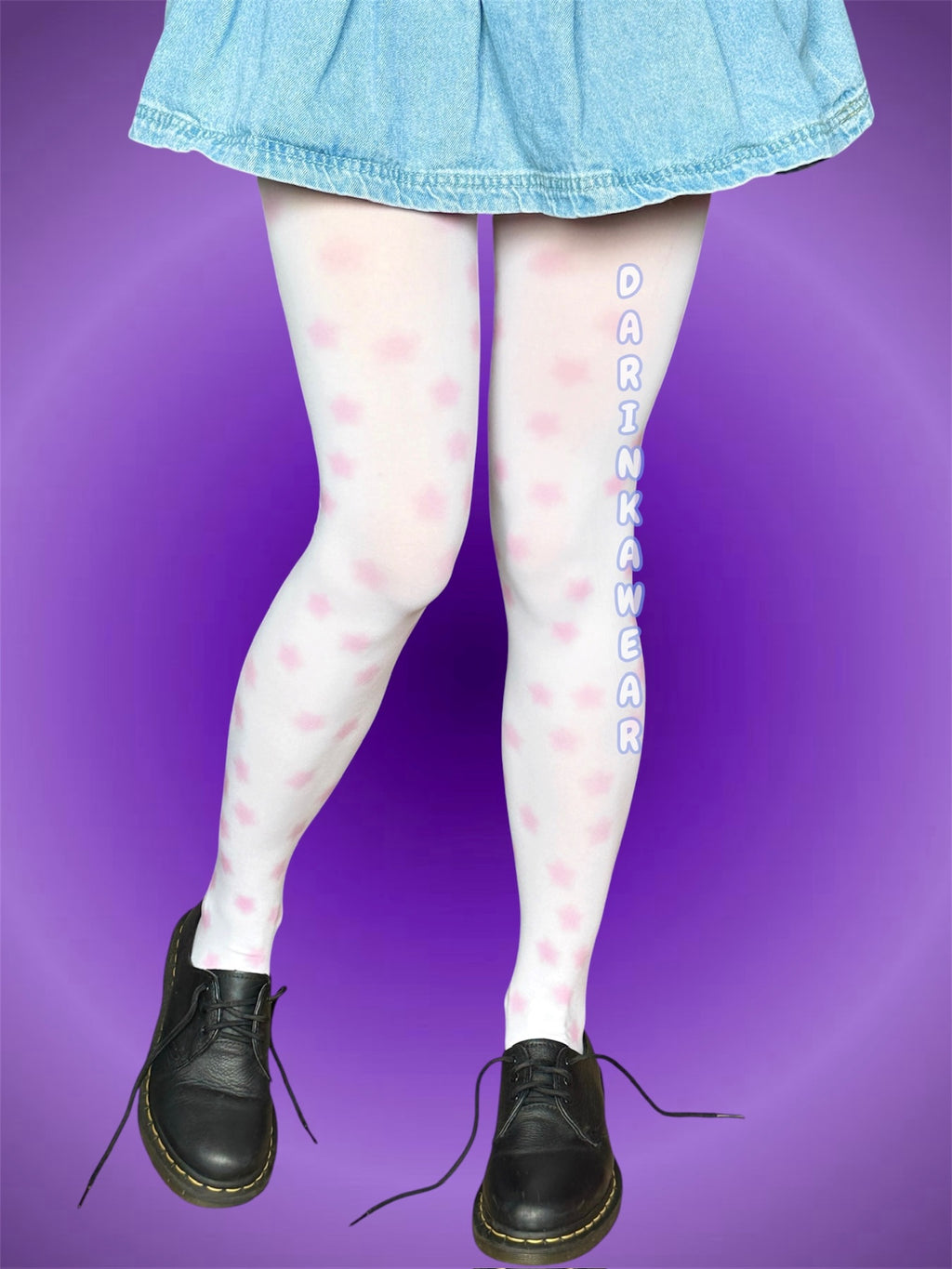 Blush Star Tights, Pink Star Print Pantyhose, Coquette Y2K Aesthetic Tights