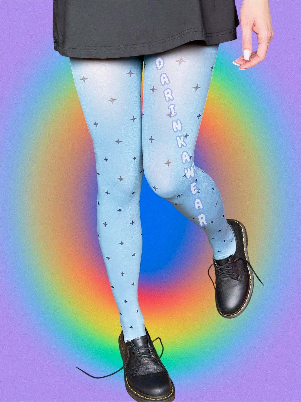 Blue Star Tights, Star Print Pantyhose, Y2K Aesthetic Tights, Cute Minimal Hosiery