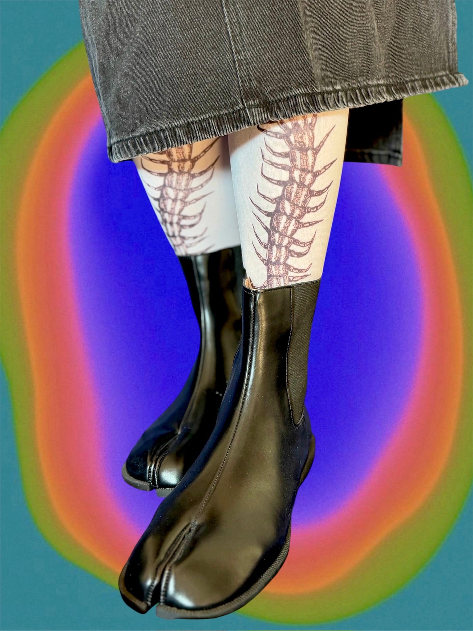 Creepy Centipede Socks – Weirdcore Bug Print Knee Highs, Alt Goth Aesthetic