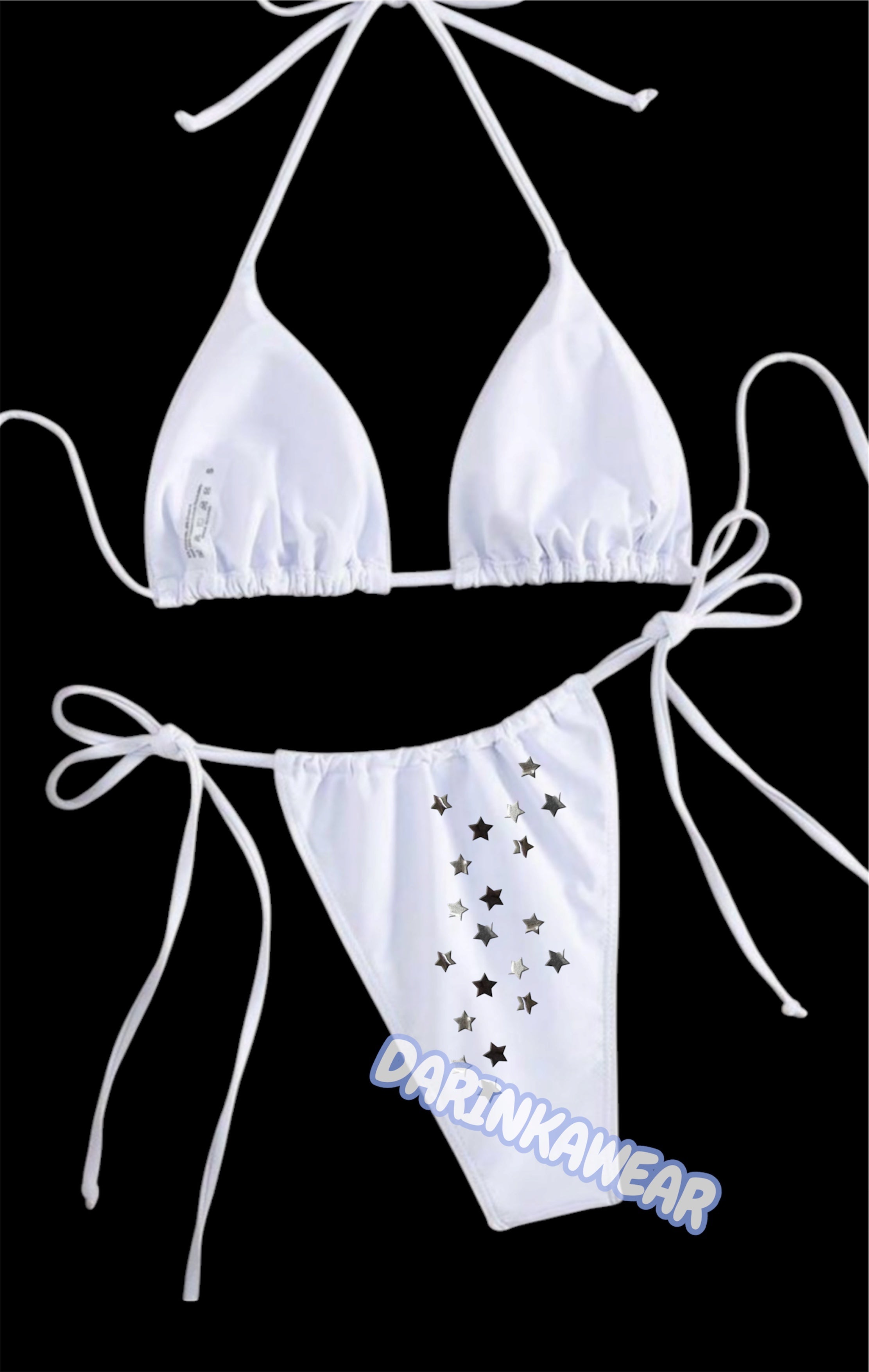 Hypnotic Star Bikini Set, Black and White Swimsuit, Weirdcore Swimwear