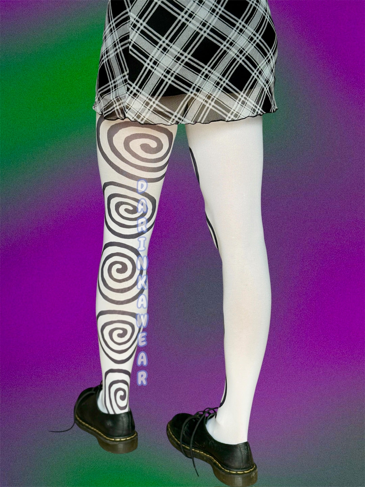 Spiral Print Tights Y2K Aesthetic, Optical Illusion Stockings, Swirl Pattern Pantyhos