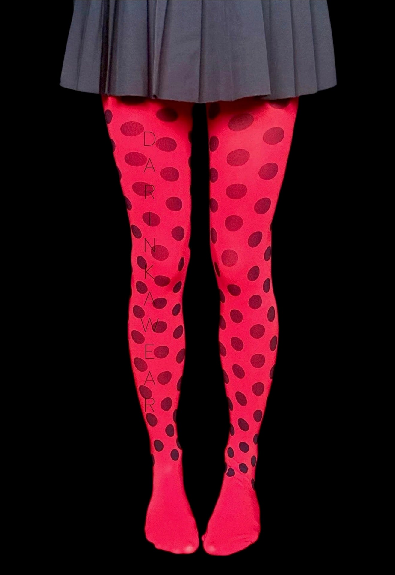 Red Polka Dot Tights Y2K Aesthetic | Bold Alt Girl Outfit | Retro Christmas Party Look