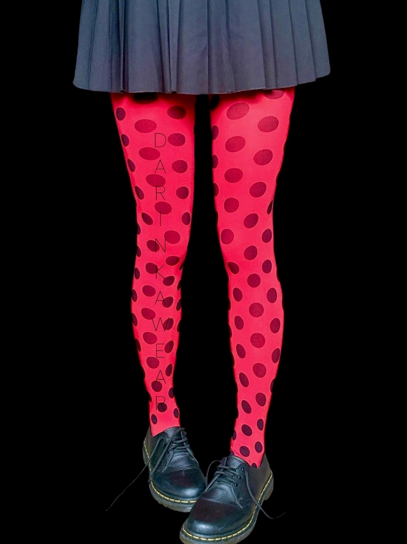Red Polka Dot Tights Y2K Aesthetic | Bold Alt Girl Outfit | Retro Christmas Party Look
