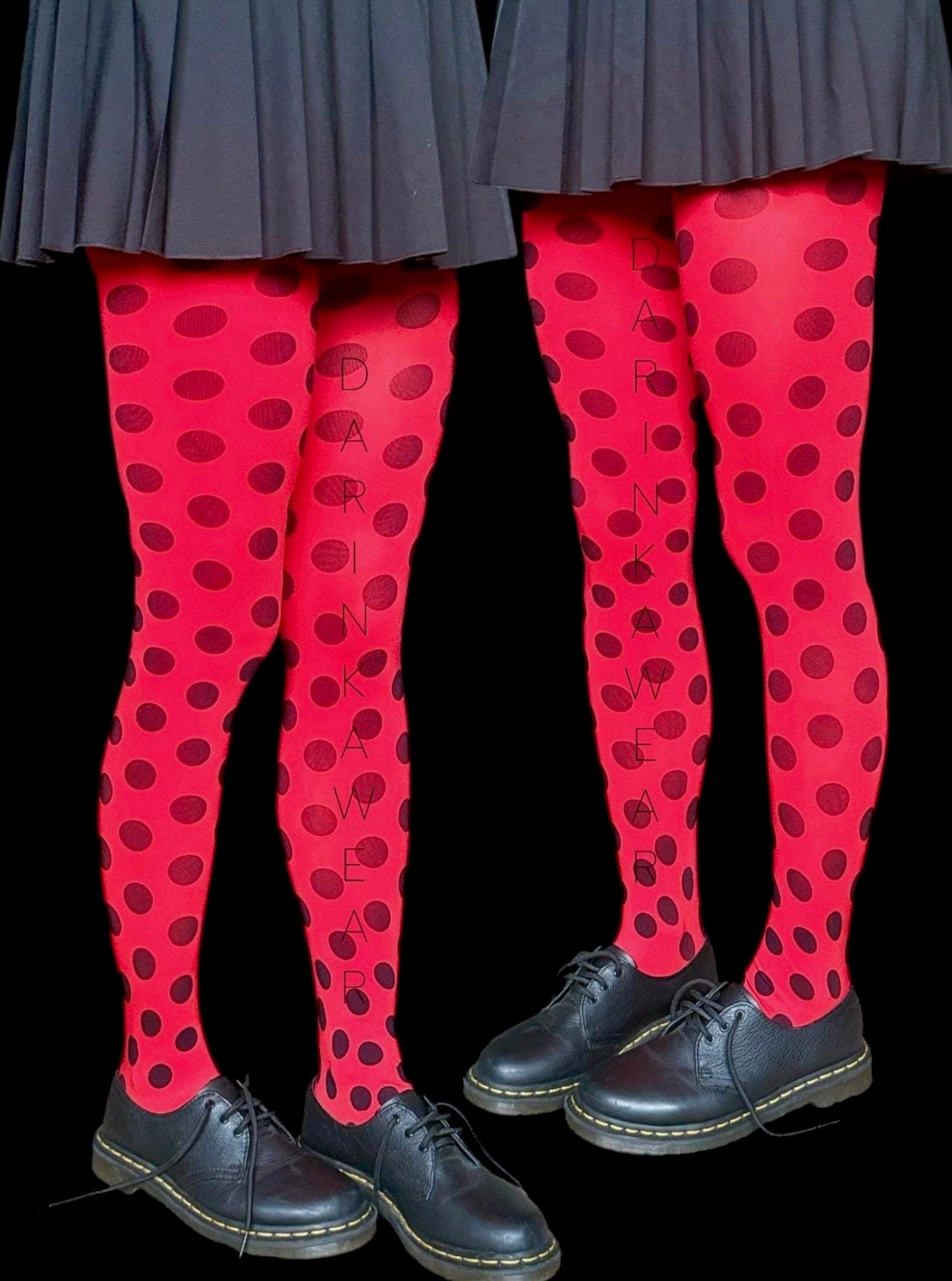 Red Polka Dot Tights Y2K Aesthetic | Bold Alt Girl Outfit | Retro Christmas Party Look