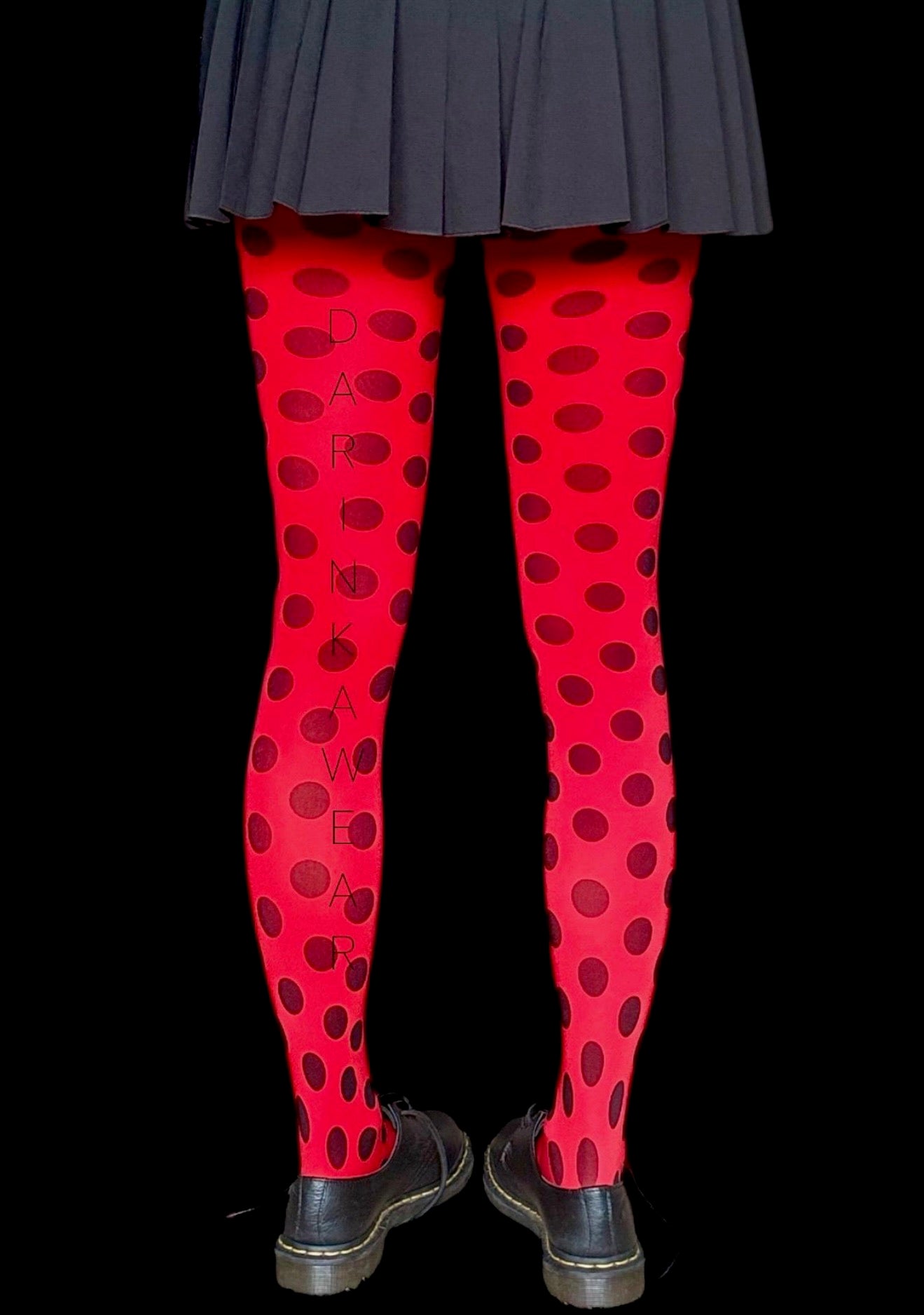 Red Polka Dot Tights Y2K Aesthetic | Bold Alt Girl Outfit | Retro Christmas Party Look