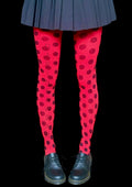 Red Polka Dot Tights Y2K Aesthetic | Bold Alt Girl Outfit | Retro Christmas Party Look