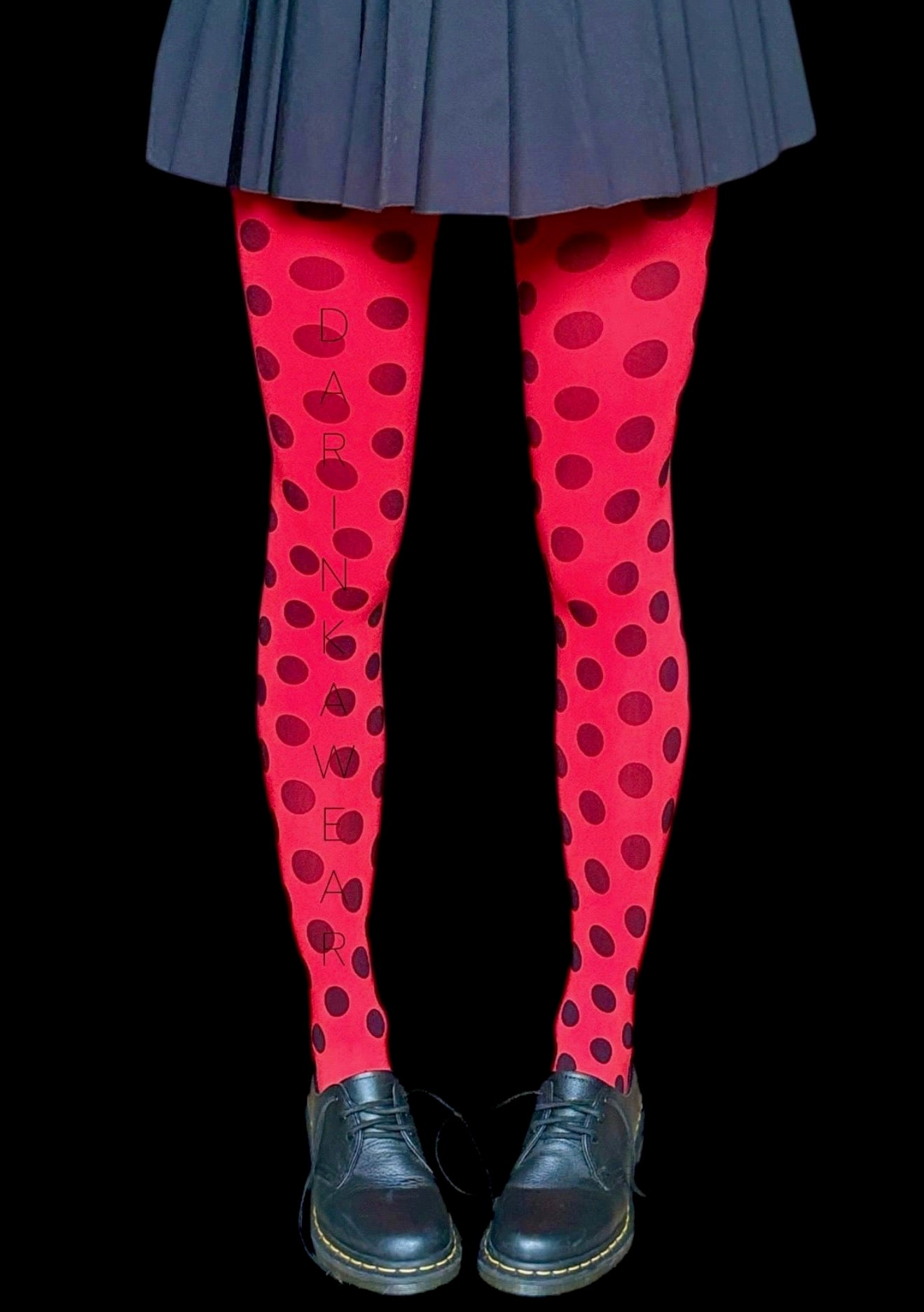 Red Polka Dot Tights Y2K Aesthetic | Bold Alt Girl Outfit | Retro Christmas Party Look