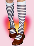 Spiral Knee-Highs – Y2K Optical Illusion Socks, Weirdcore Alt Striped Legwear