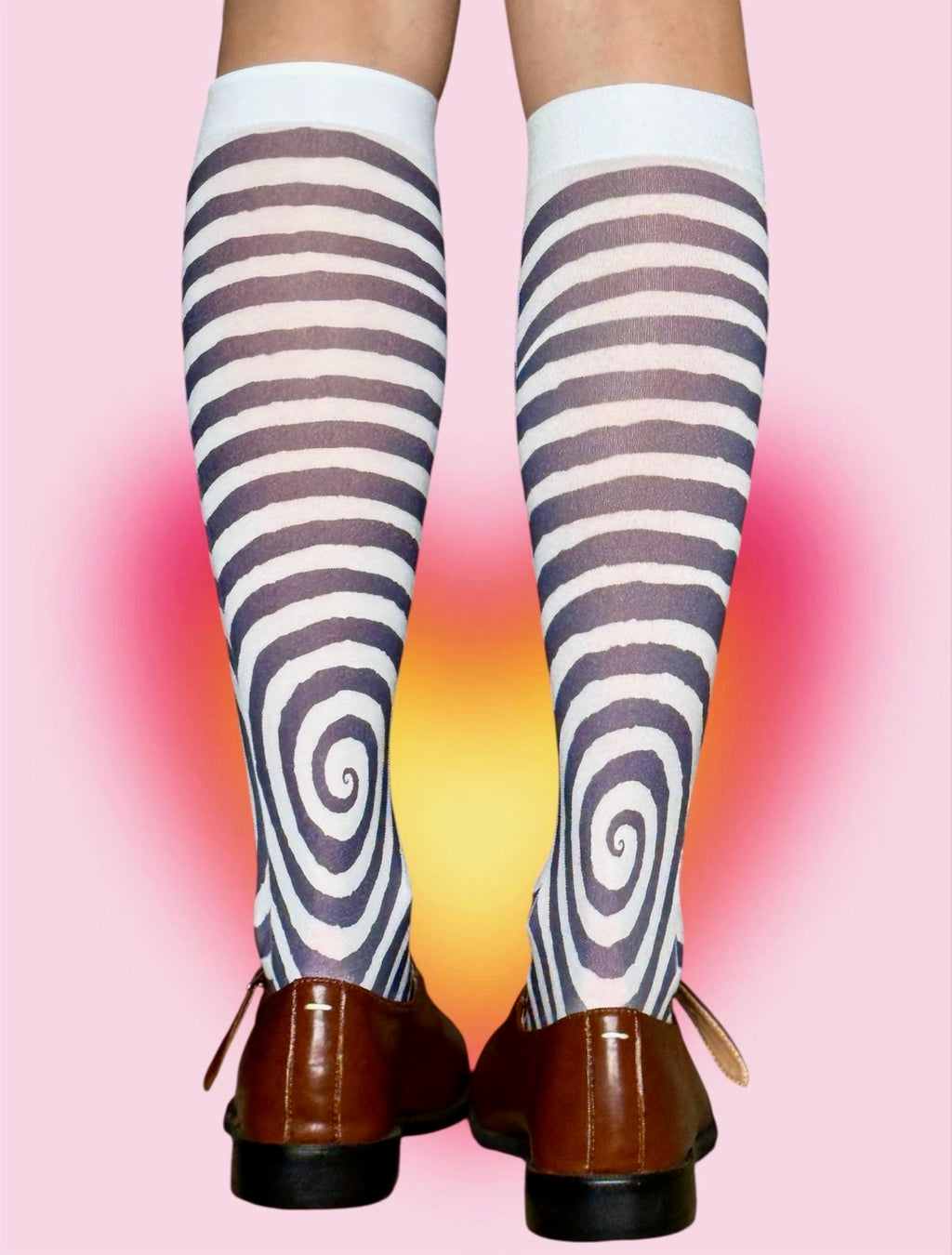 Spiral Knee-Highs – Y2K Optical Illusion Socks, Weirdcore Alt Striped Legwear