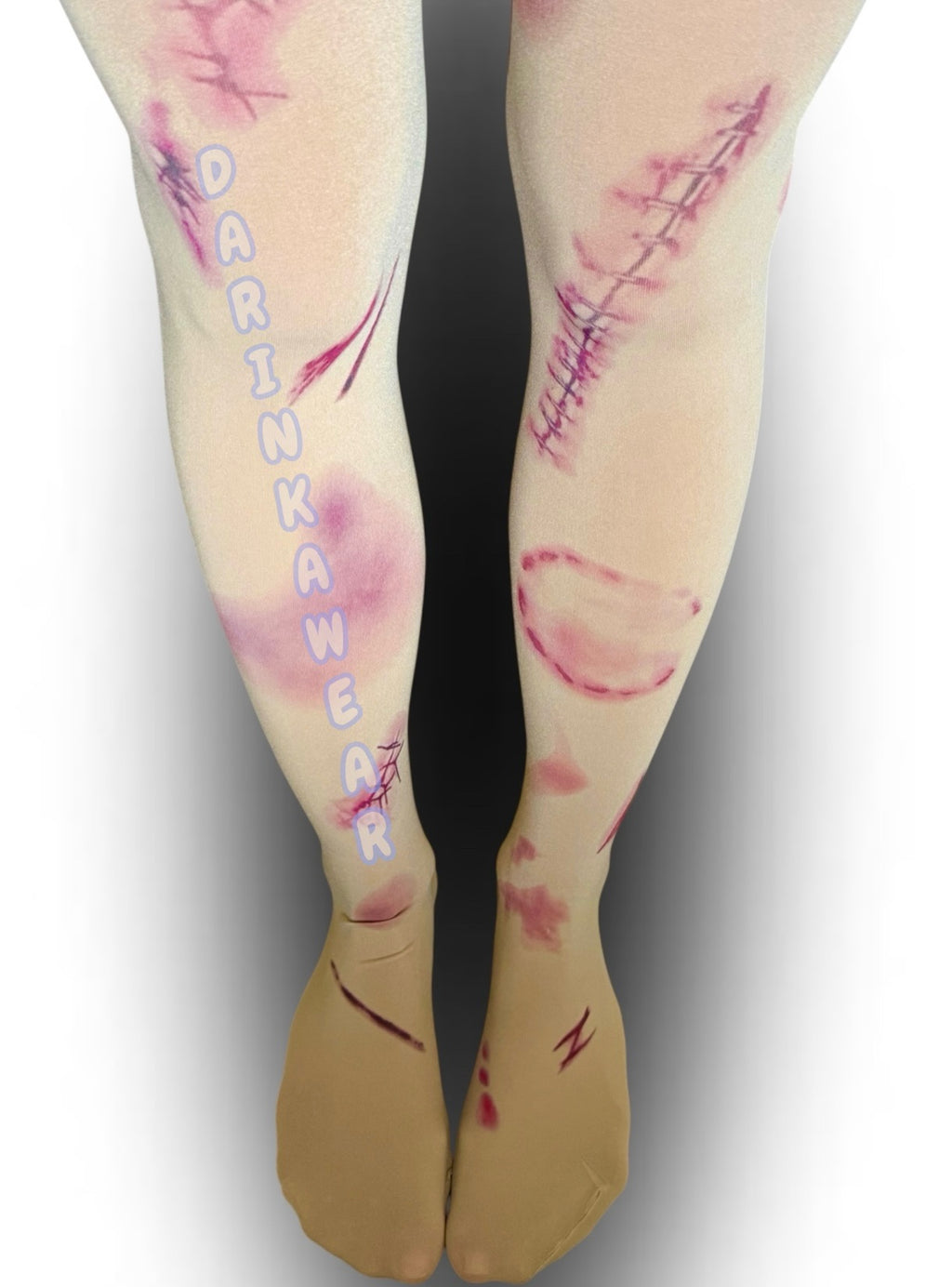 Stitched Scar Tights | Horrorcore Alt Beige Tights