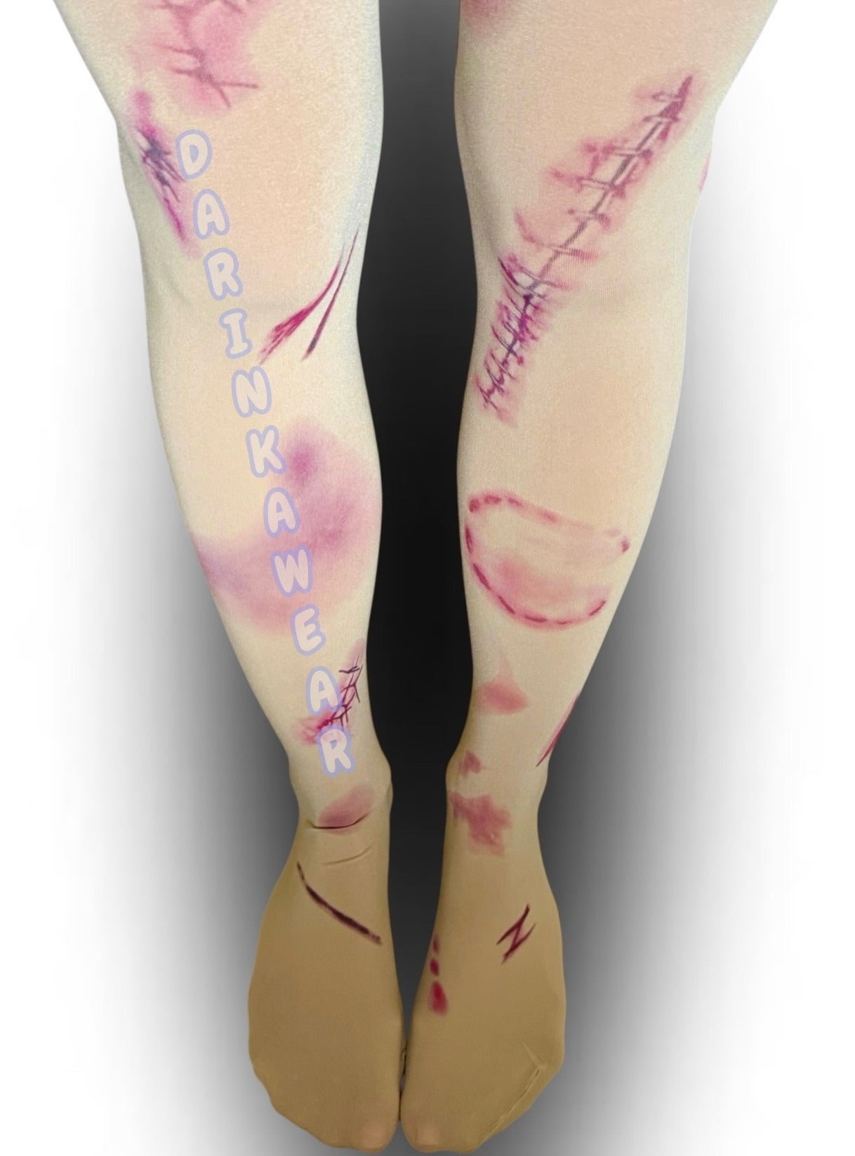 Stitched Scar Tights | Horrorcore Alt Beige Tights