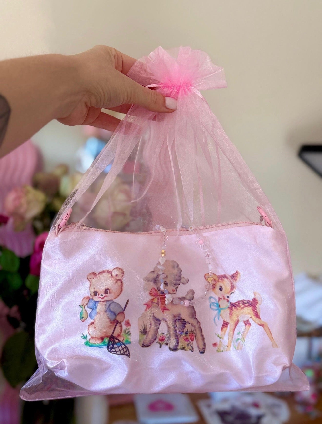 Vintage Babycore Bag with Gemstone Strap – Handmade Y2K Fairycore Purse