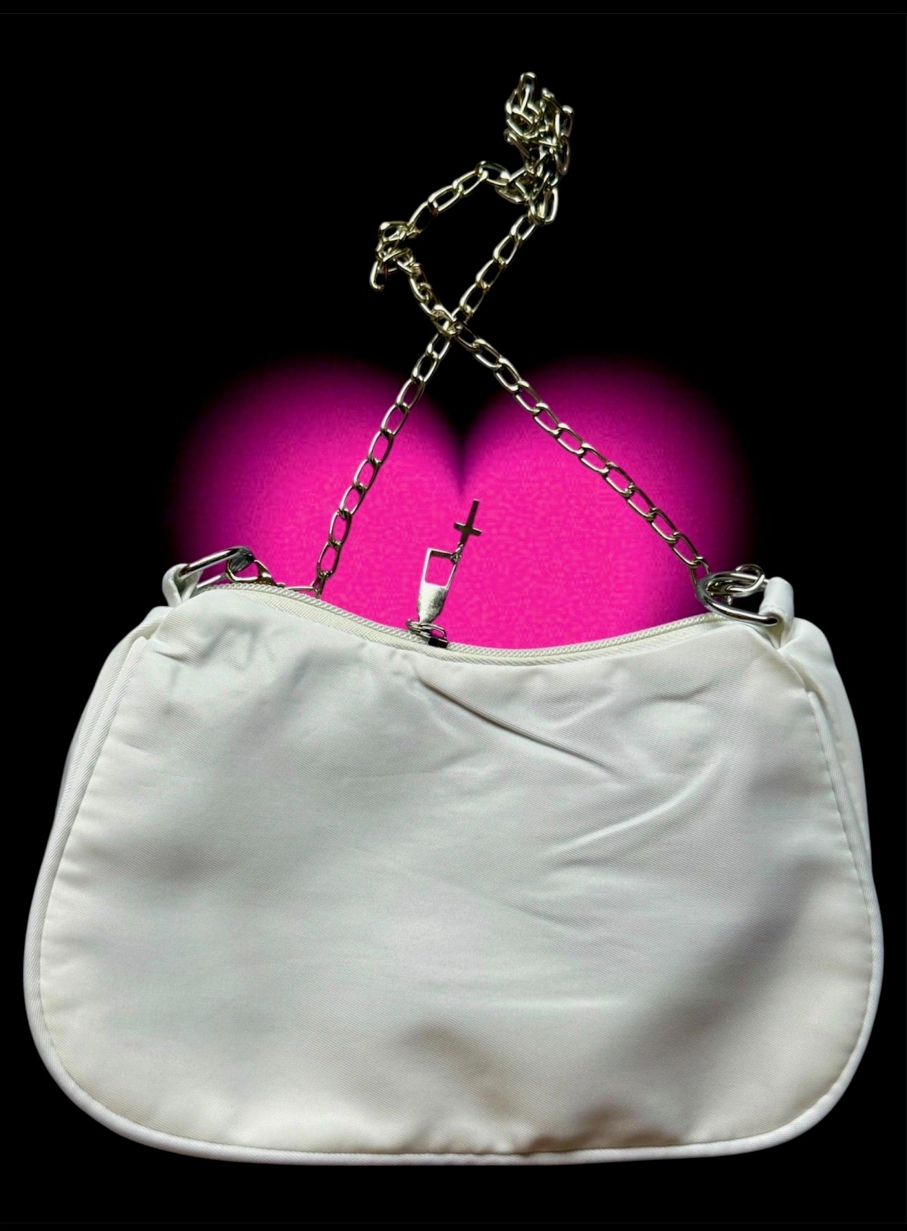 Bite Mе Cat Print Bag – Y2K Alt Girl Shoulder Purse with Chain Strap