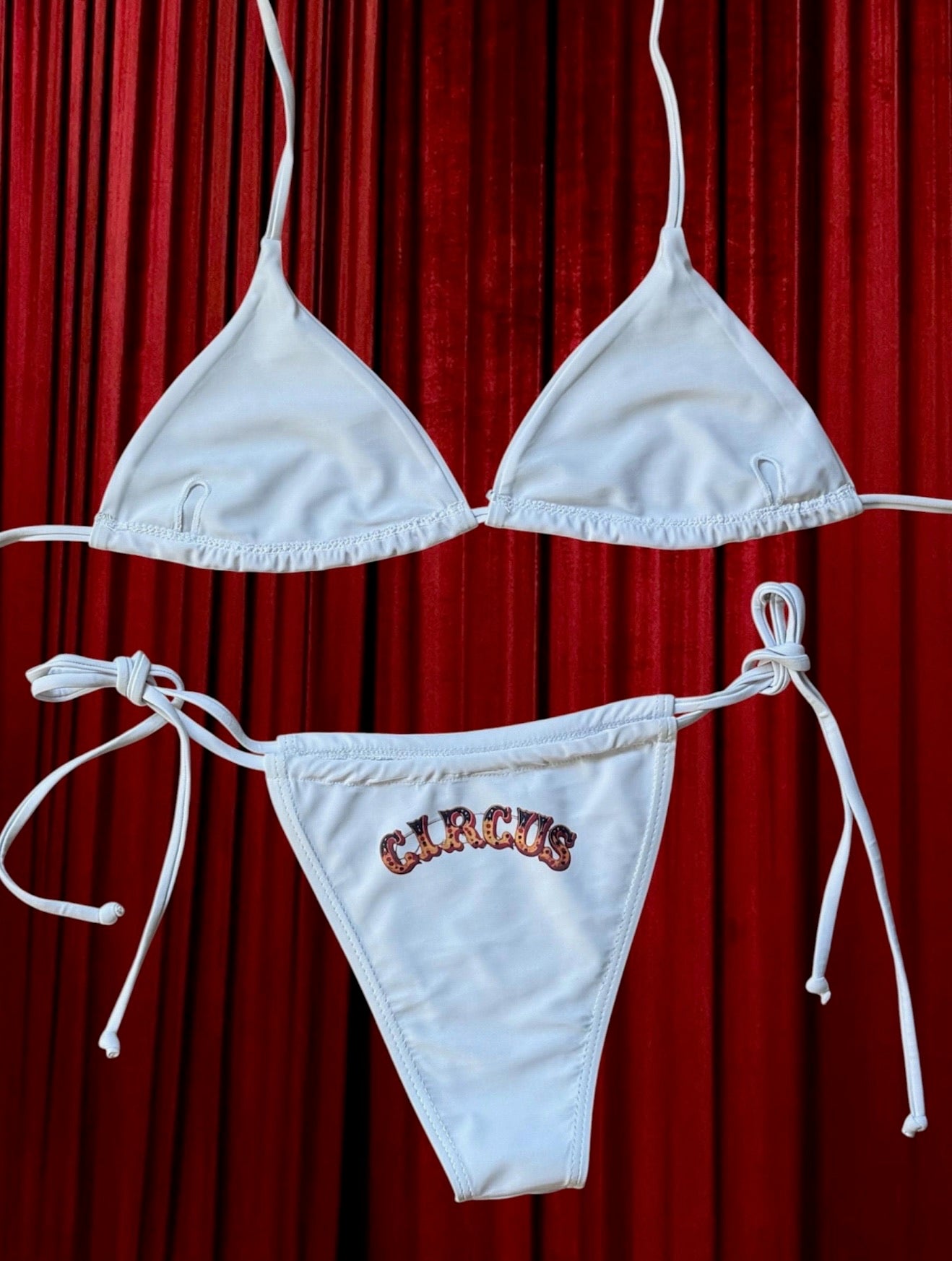 Clowncore Bikini – Colorful Creepy Cute Triangle Bikini with Clowns & Caterpillars | Y2K Weirdcore Swimwear