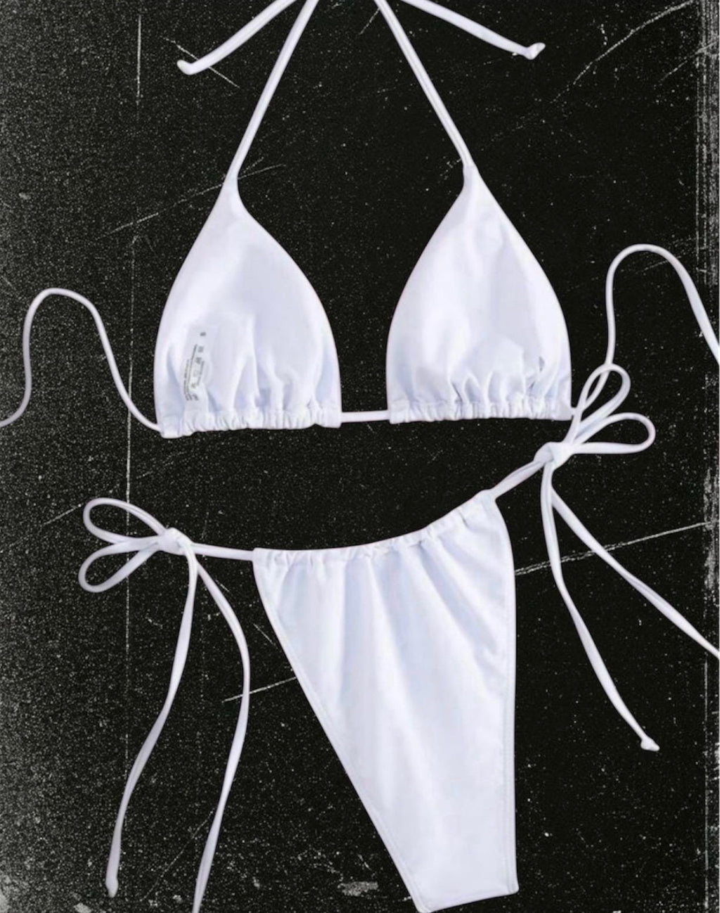 White Spider & Centipede Print Bikini – Y2K Goth Alternative Swimwear – Creepy Cute Bug Print Triangle Bikini Set – Festival Beachwear