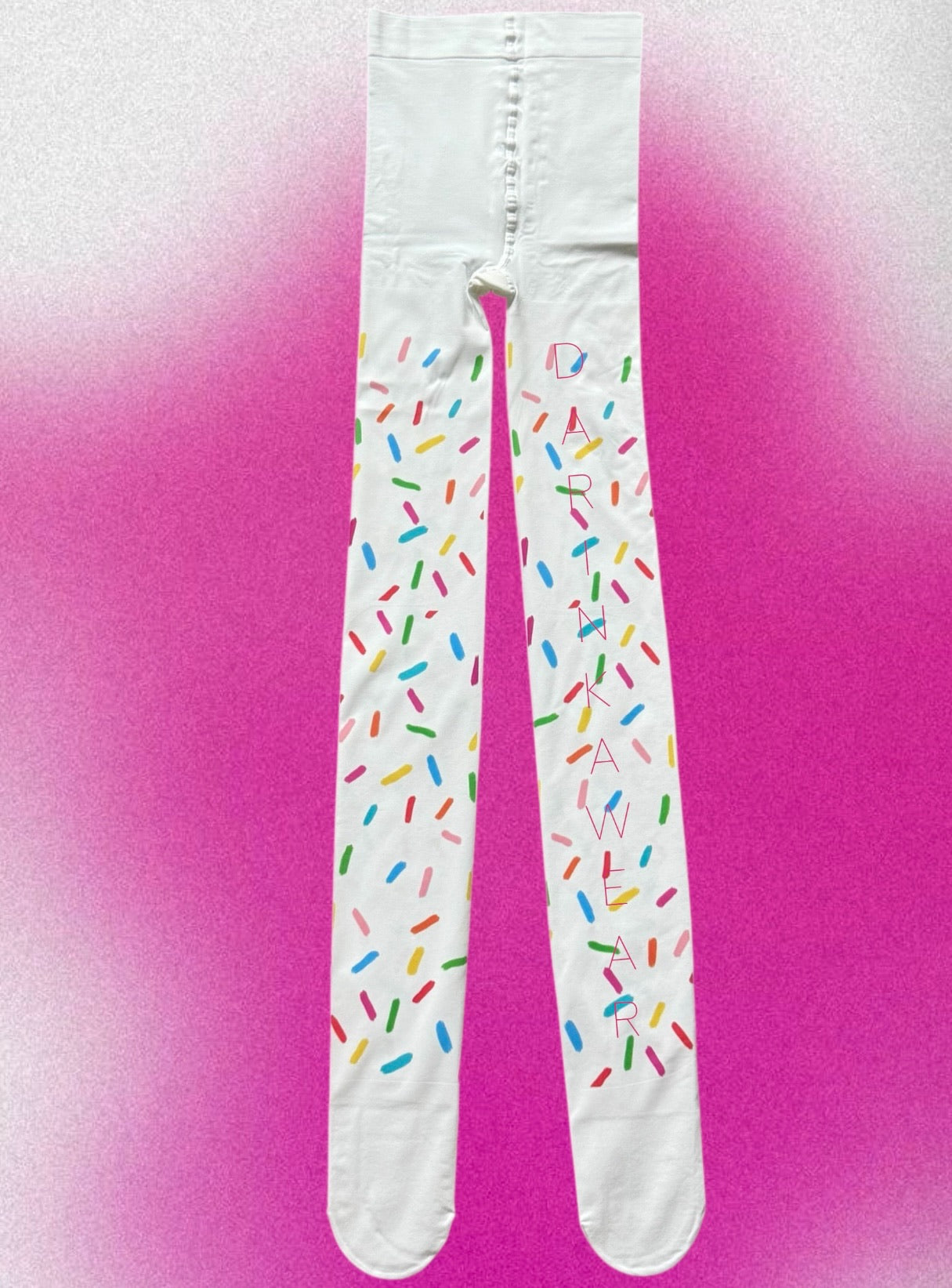 Candy Sprinkle Tights – Colorful White Pantyhose, Y2K Aesthetic Stockings, Cute Gift for Her, 80 DEN S-5XL