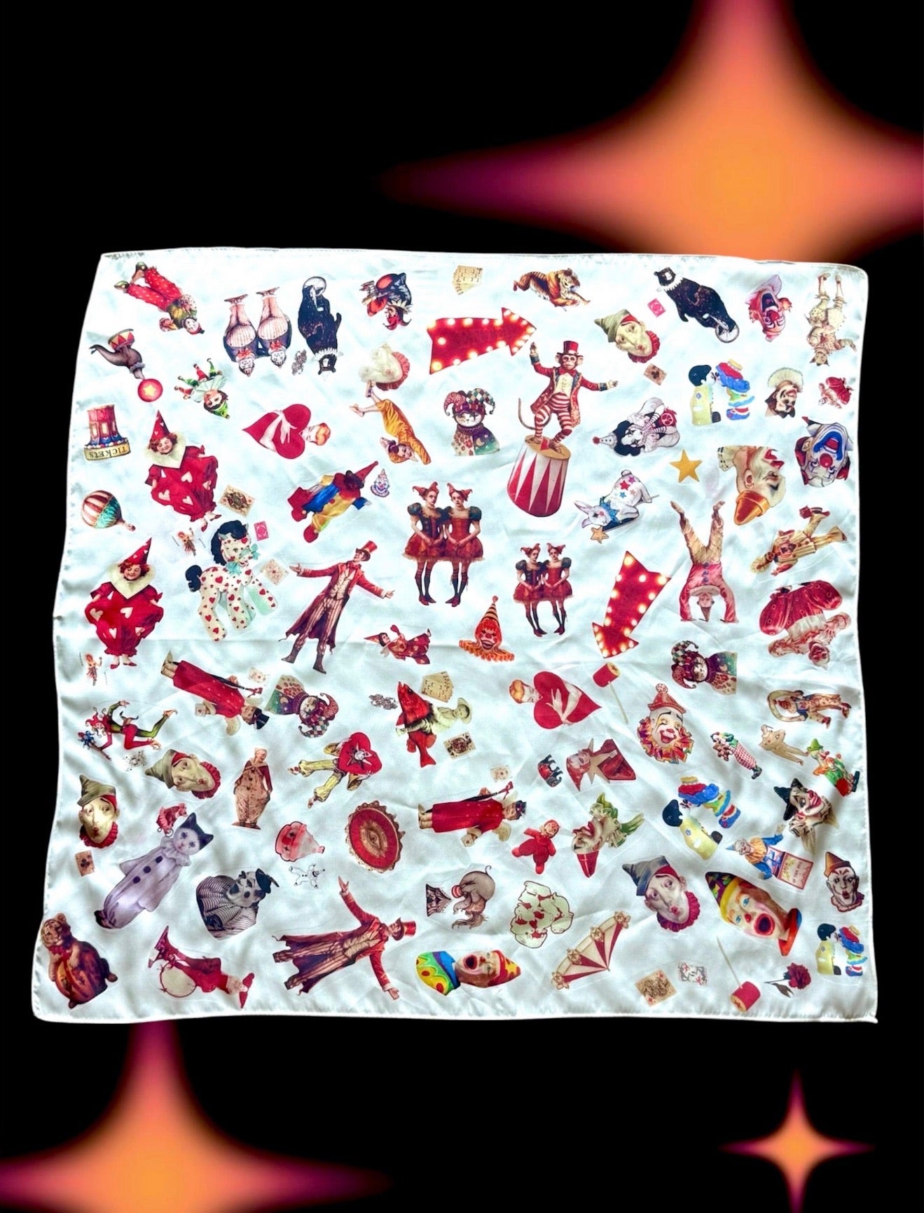 Vintage Circuscore Satin Bandana – Clowncore Scarf Top / Hair Wrap / Belt | Multi-Way Accessory