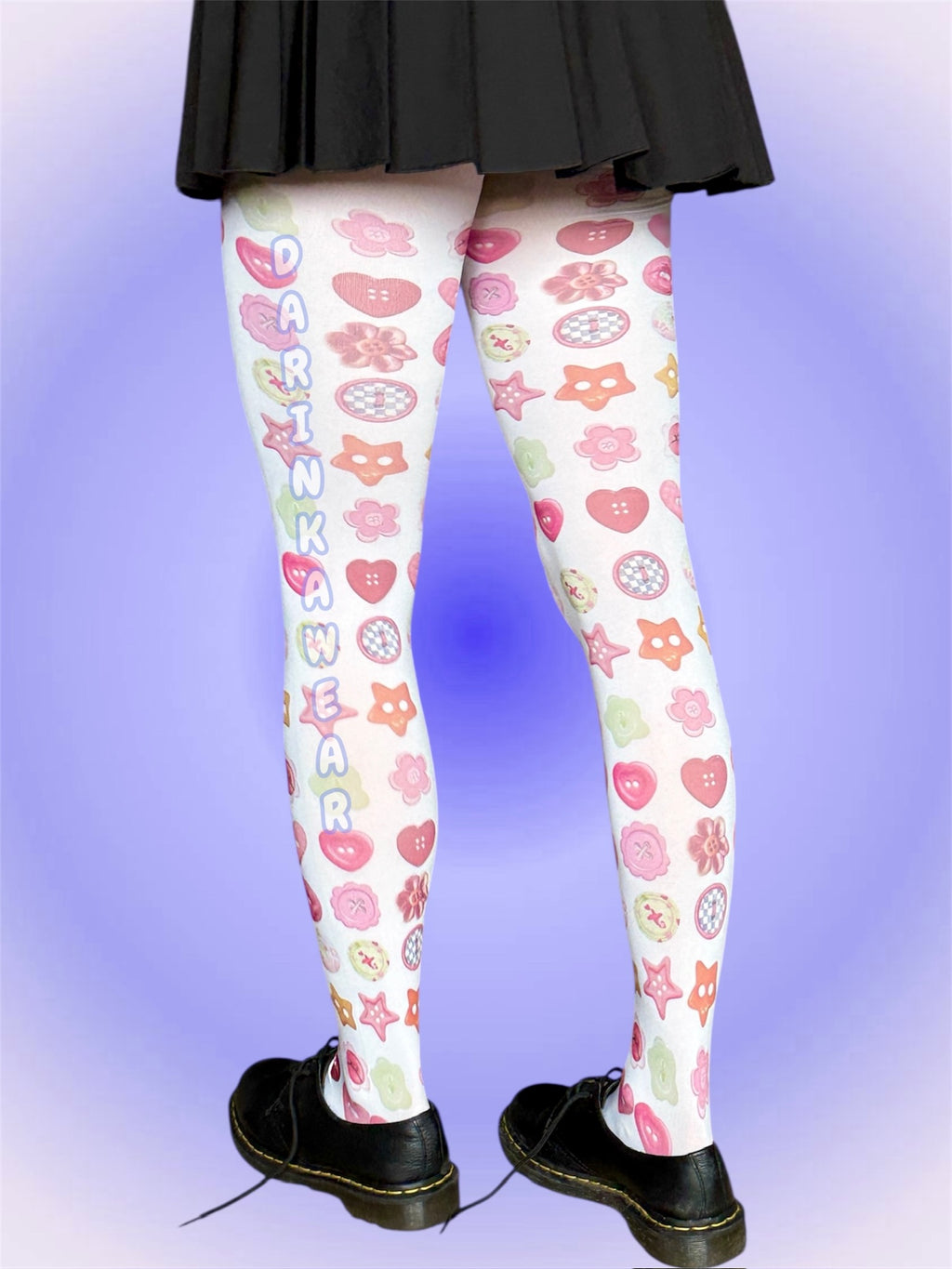 Button Print Tights | Kawaii Button Tights | Pastel Y2K Pantyhose