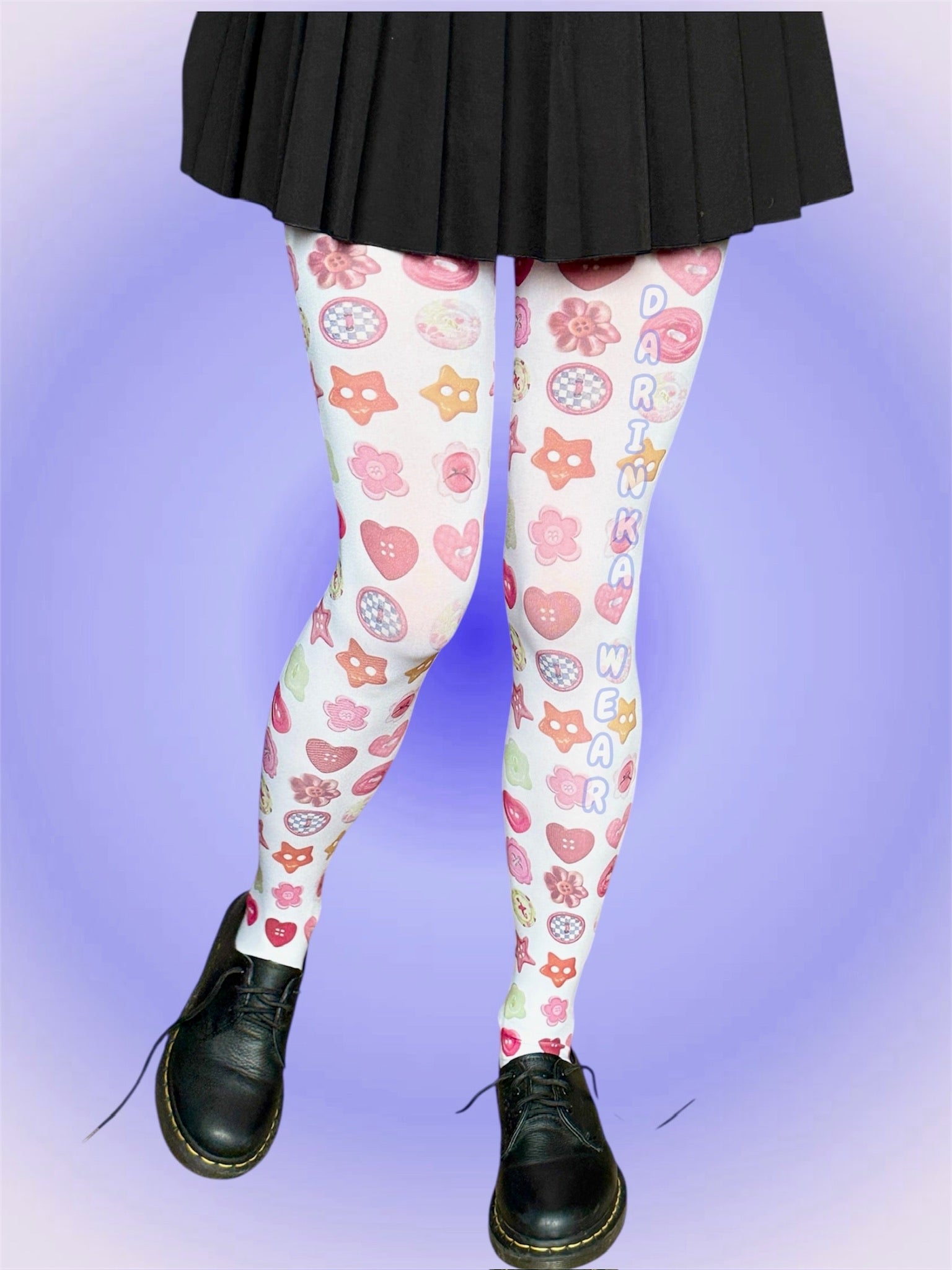 Button Print Tights | Kawaii Button Tights | Pastel Y2K Pantyhose