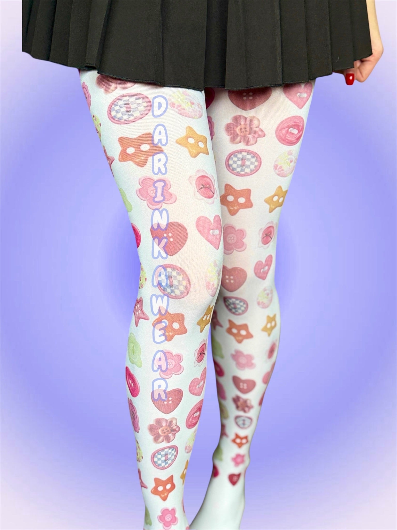 Button Print Tights | Kawaii Button Tights | Pastel Y2K Pantyhose