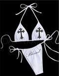 Gothic Bikini Set | White Cross Bikini | Alt Goth Swimwear