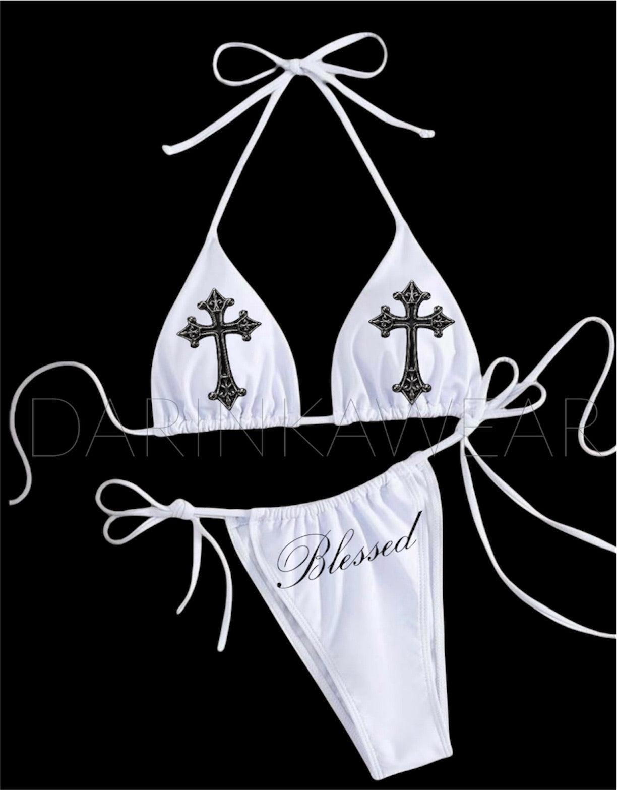 Gothic Bikini Set | White Cross Bikini | Alt Goth Swimwear