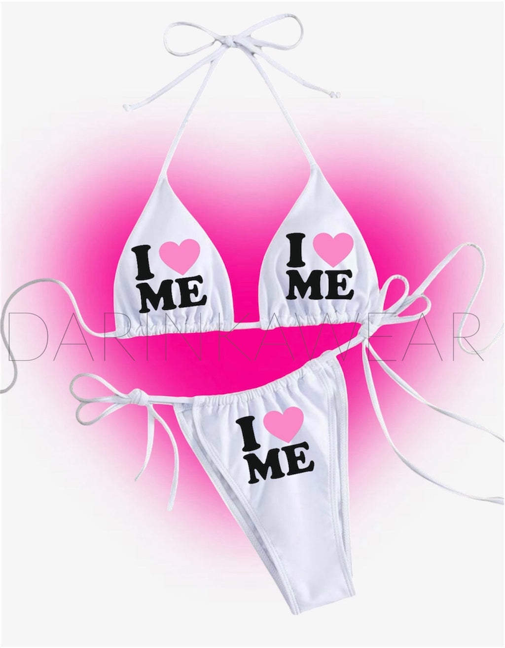 I Love Me Bikini Set Y2K | Self Love Swimsuit | Cute Heart Bikini