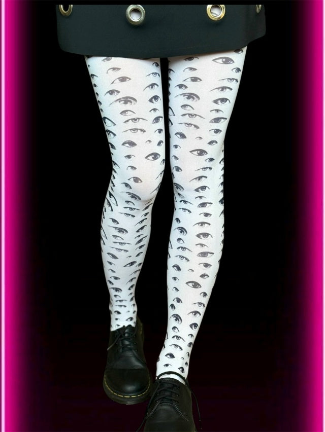 All-Seeing Eyes Tights – Dark Y2K Surreal Statement Pantyhose