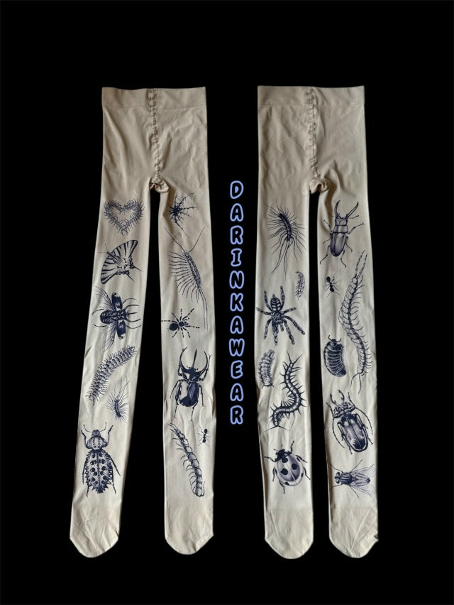 Insect Tattoo Tights – Dark Art Gothic Statement Pantyhose