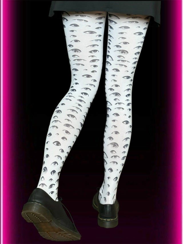 All-Seeing Eyes Tights – Dark Y2K Surreal Statement Pantyhose
