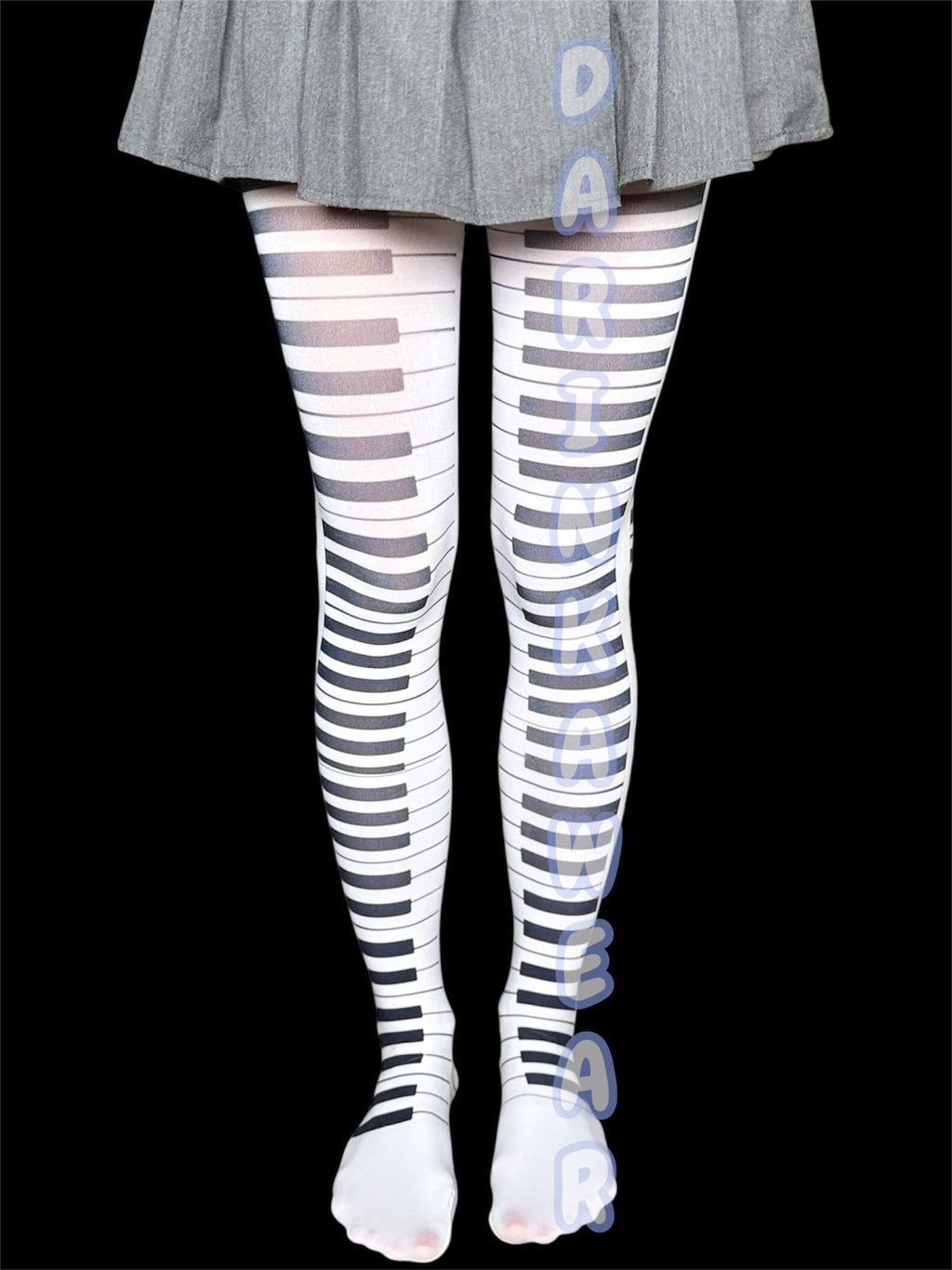 Piano Keyboard Tights | Music Note Pantyhose | Gothic Y2K Alt Festival Stockings | Musician Gift Cosplay Legwear S–5XL