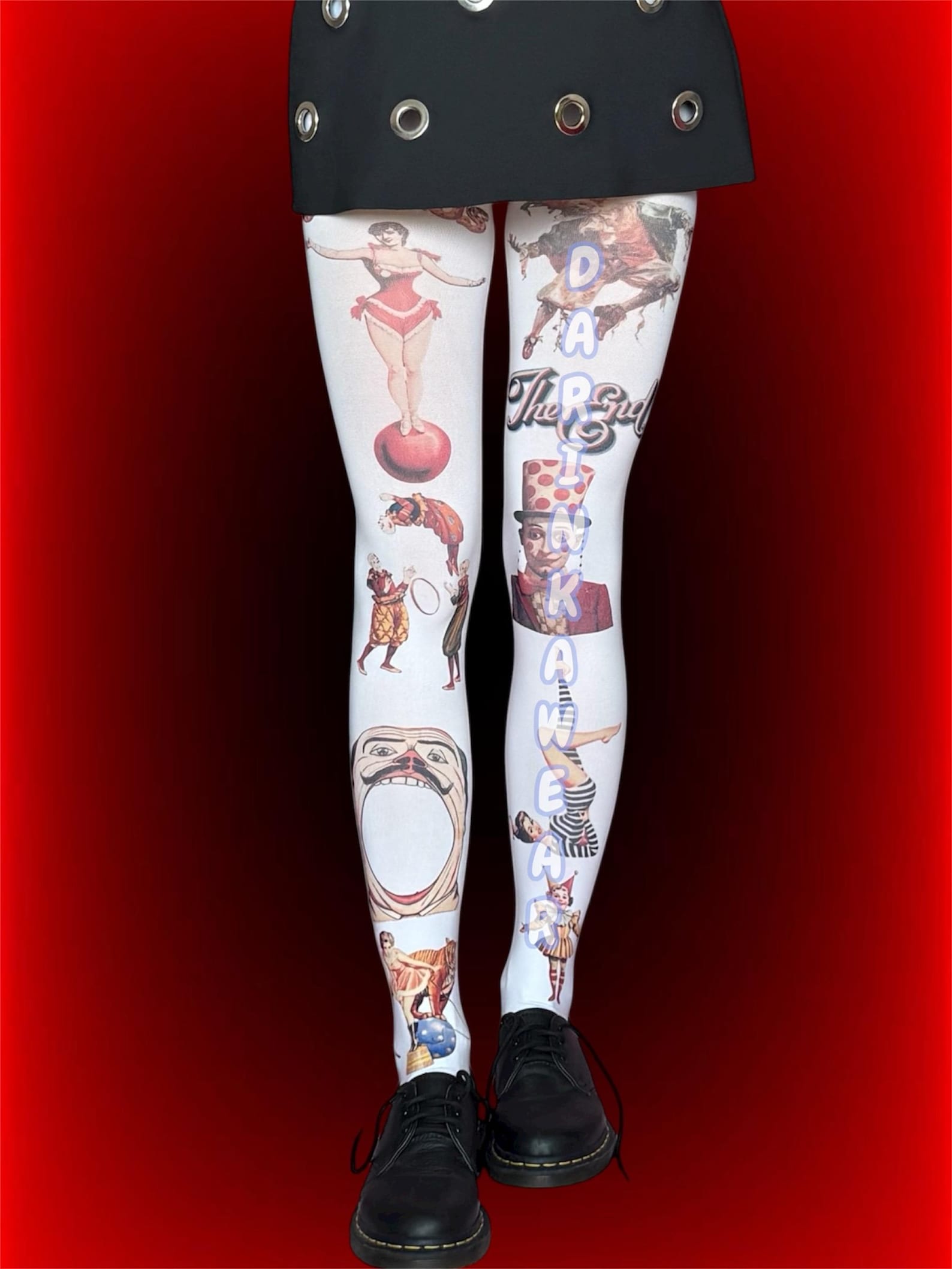 Vintage Circus Art Tights – Surreal Freak Show Y2K Pantyhose