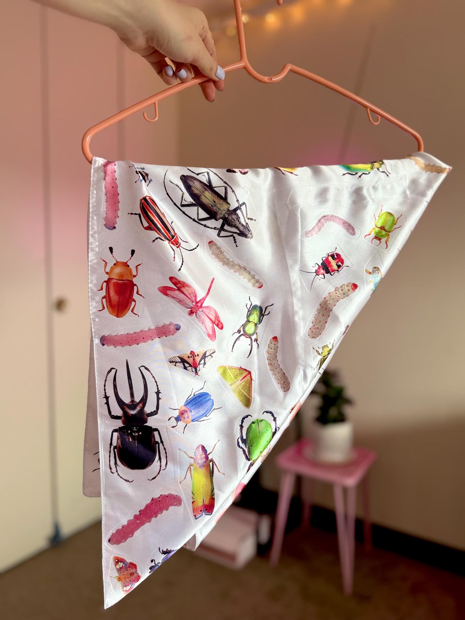 Insect Dream Bandana — Satin Bug Print Headscarf