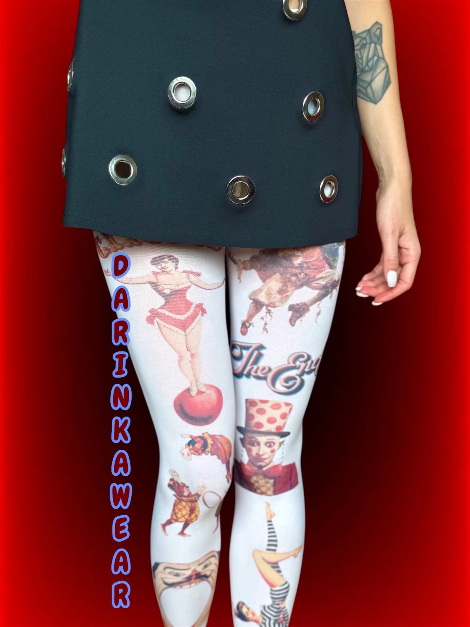 Vintage Circus Art Tights – Surreal Freak Show Y2K Pantyhose