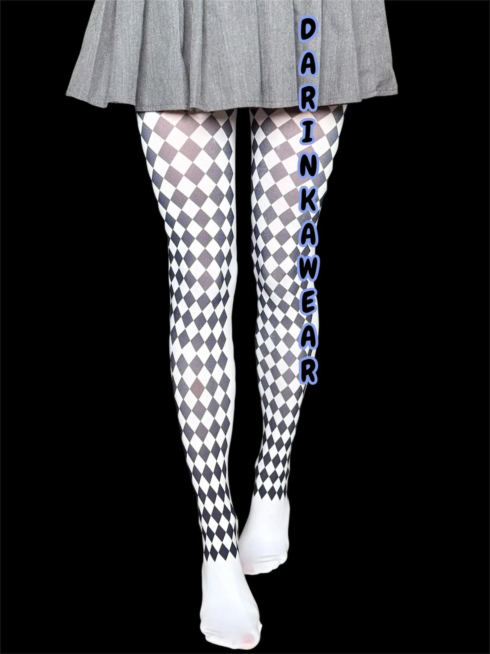 Harlequin Check Tights — Diamond Pattern Statement Tights