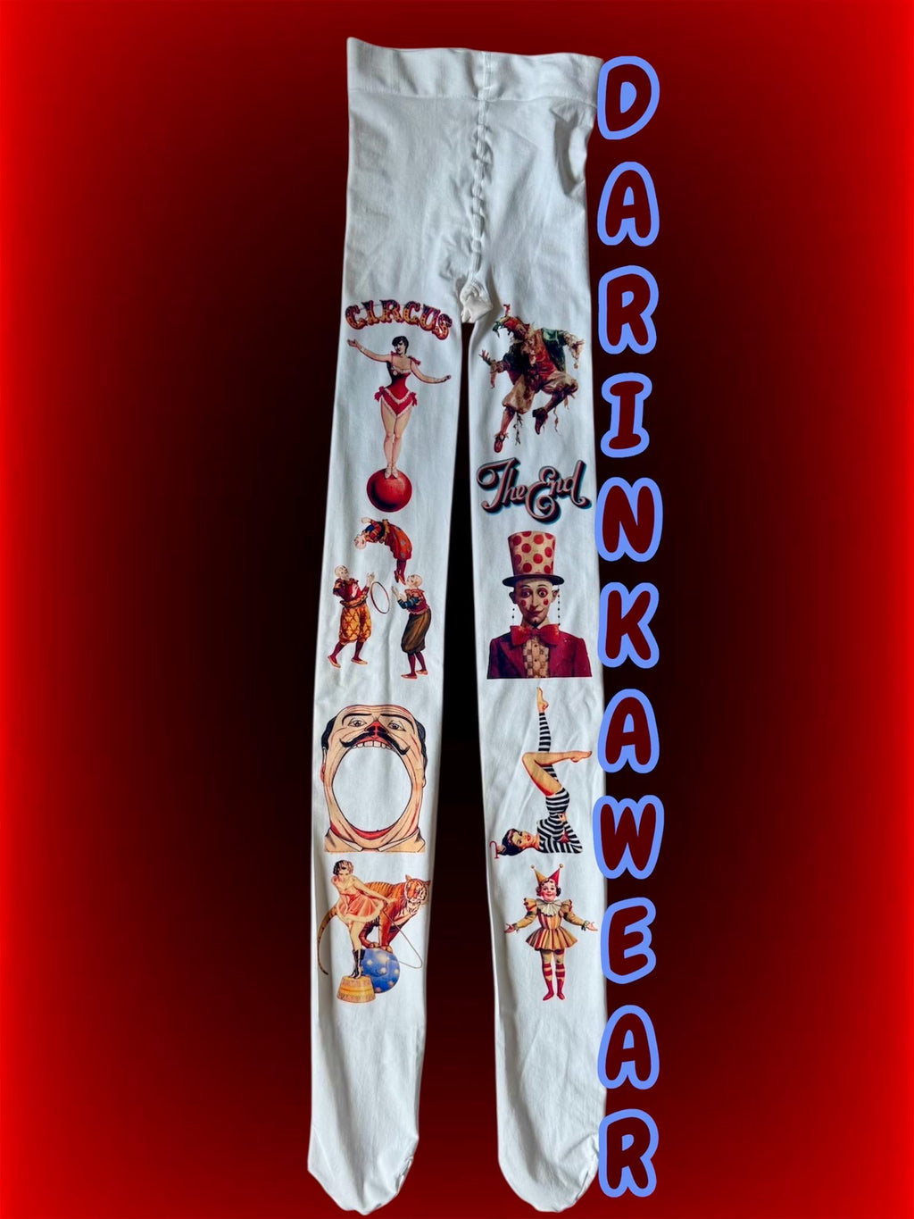 Vintage Circus Art Tights – Surreal Freak Show Y2K Pantyhose