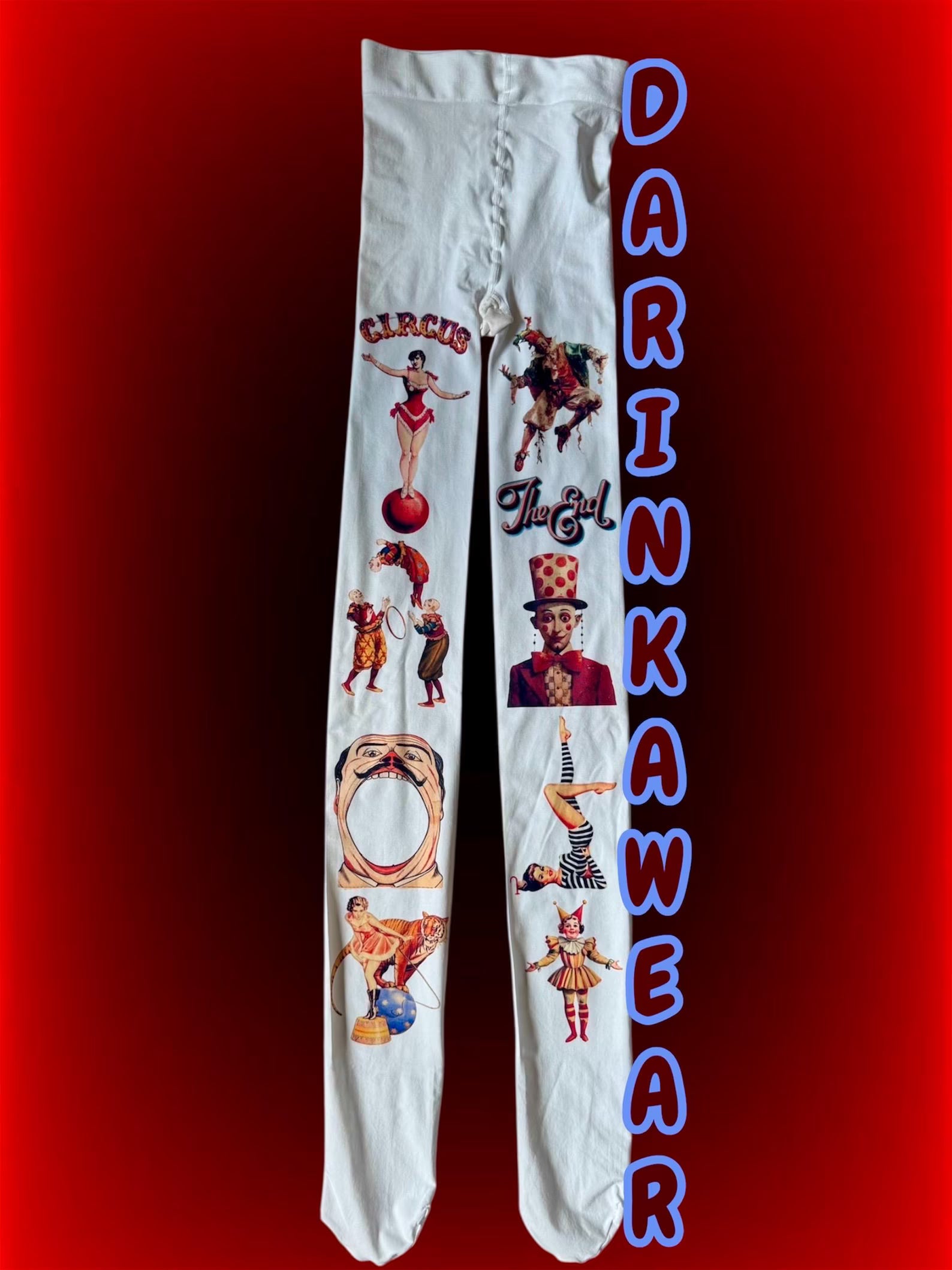 Vintage Circus Art Tights – Surreal Freak Show Y2K Pantyhose