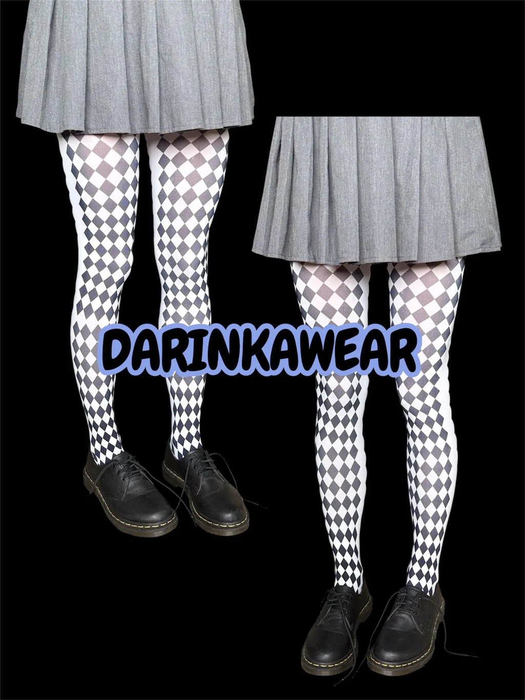Harlequin Check Tights — Diamond Pattern Statement Tights