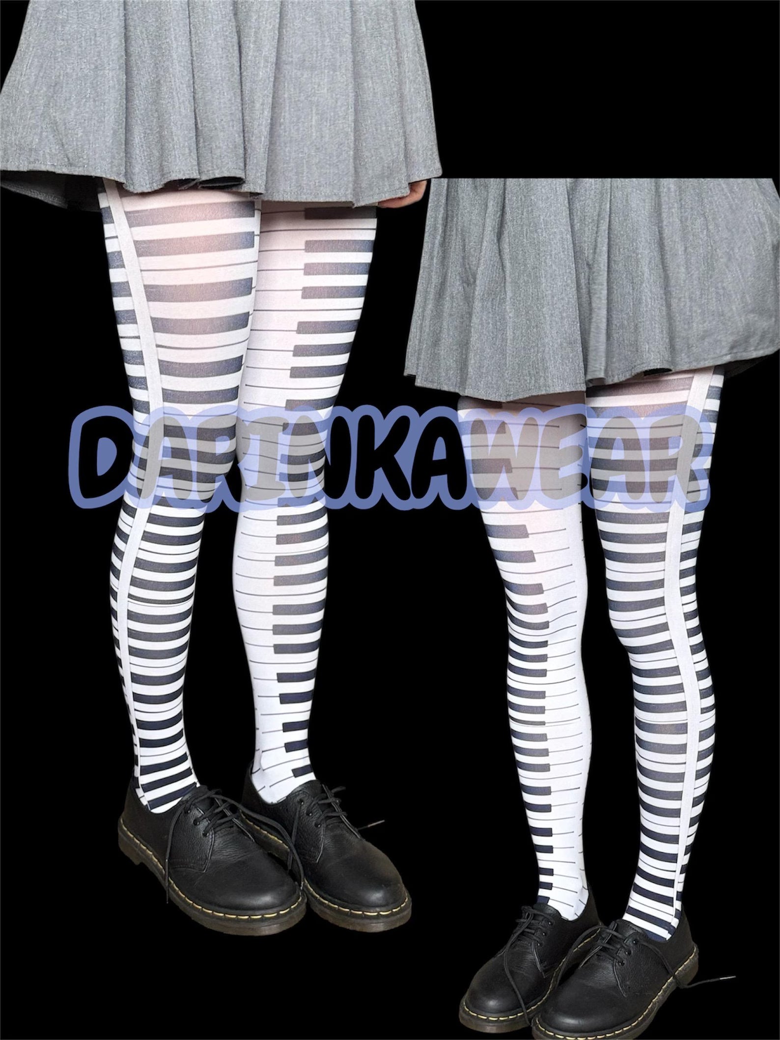 Piano Keyboard Tights | Music Note Pantyhose | Gothic Y2K Alt Festival Stockings | Musician Gift Cosplay Legwear S–5XL