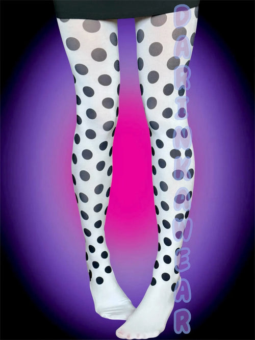 Black Polka Dot Tights – Cute Y2K Graphic Statement Pantyhose