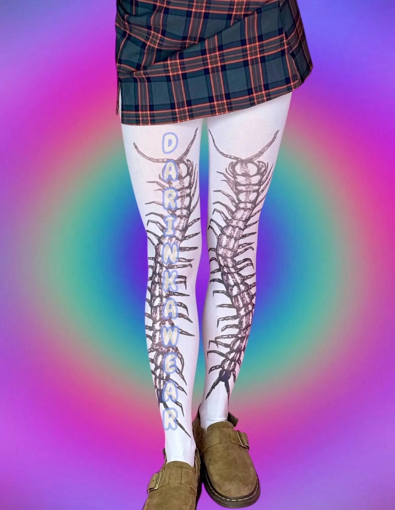 Centipede Tattoo Tights – Dark Gothic Y2K Statement Pantyhose