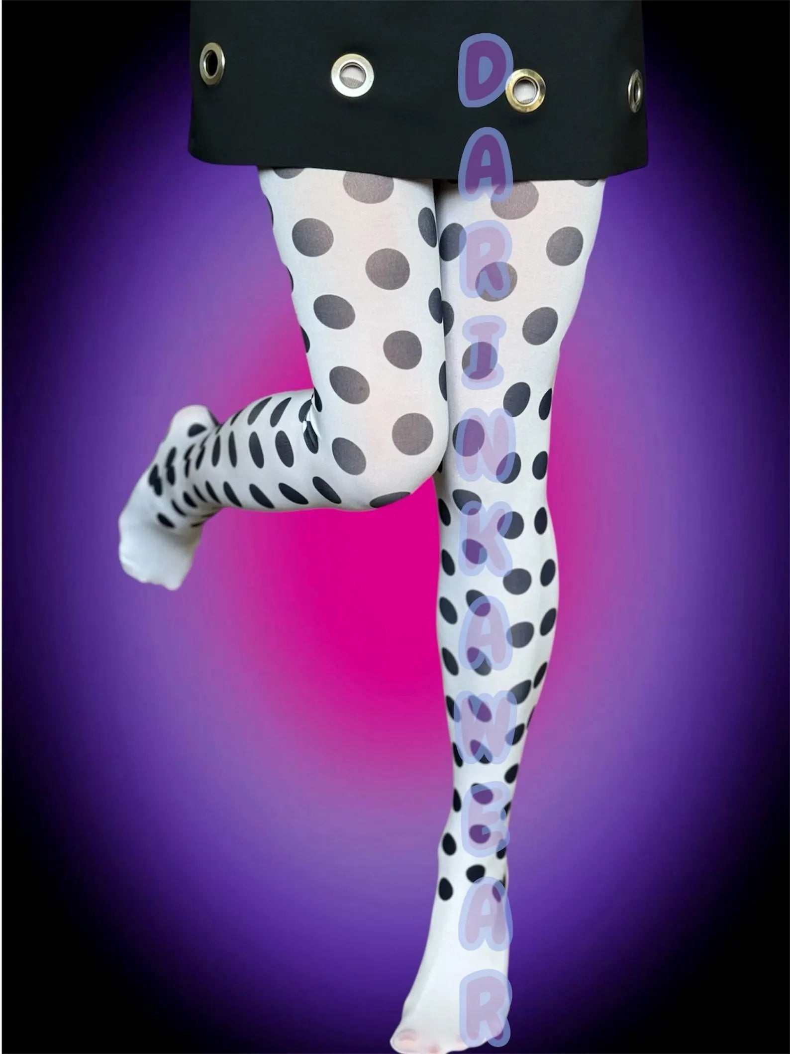 Black Polka Dot Tights – Cute Y2K Graphic Statement Pantyhose